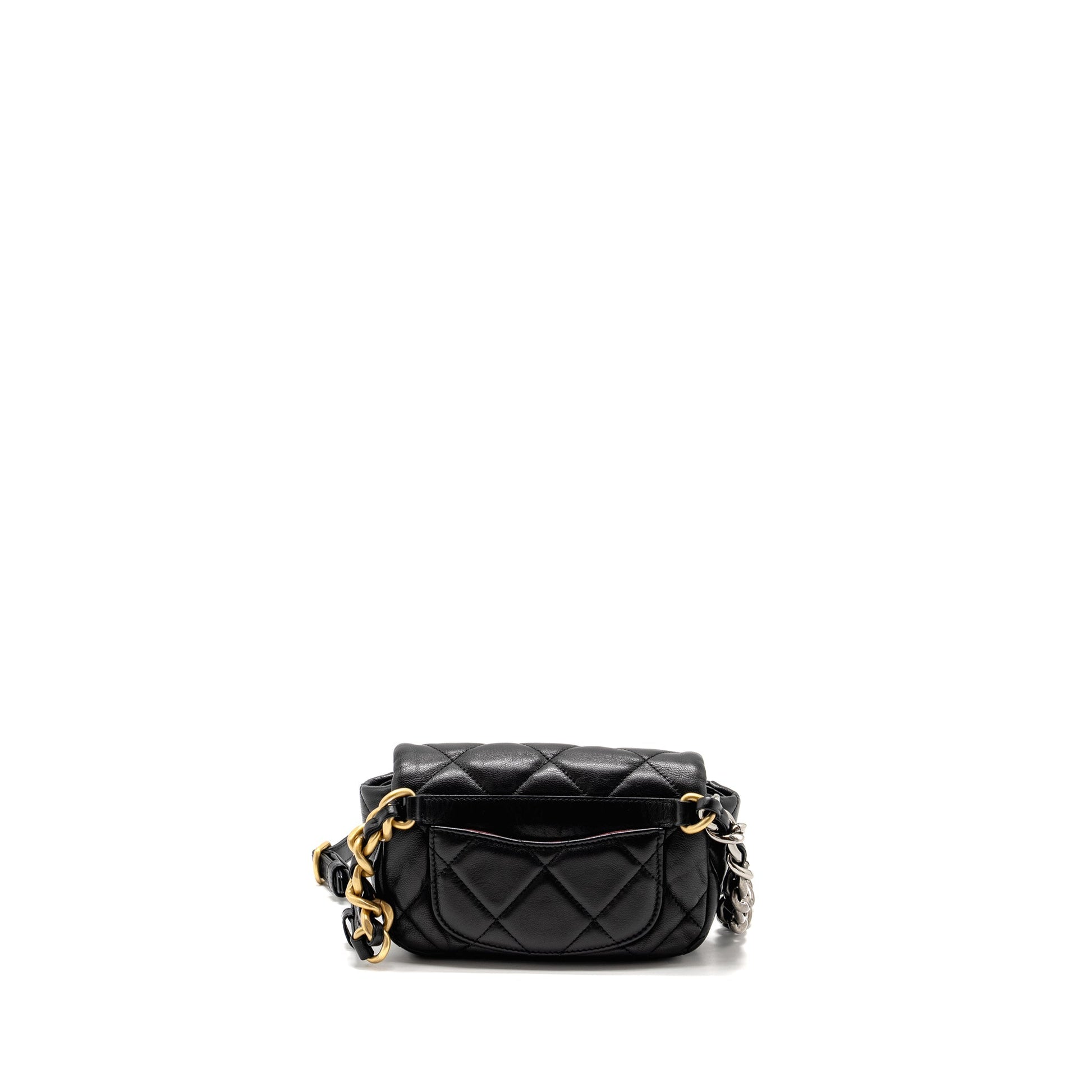 Chanel 19 Quilted Waist Belt Shiny Goatskin Black