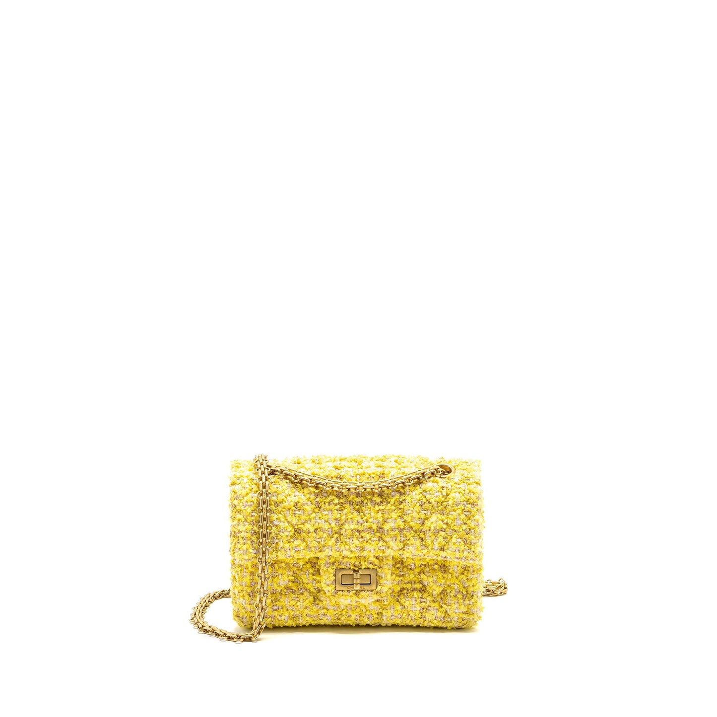 Chanel 2.55 Reissue Flap Tweed Yellow GHW Shoulder Bag