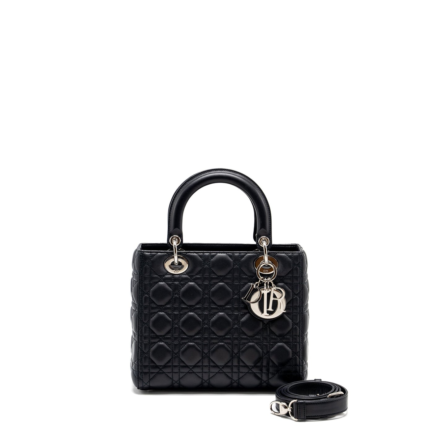 Dior Lady Lambskin Dark Handbag Blue Medium Travel Bag