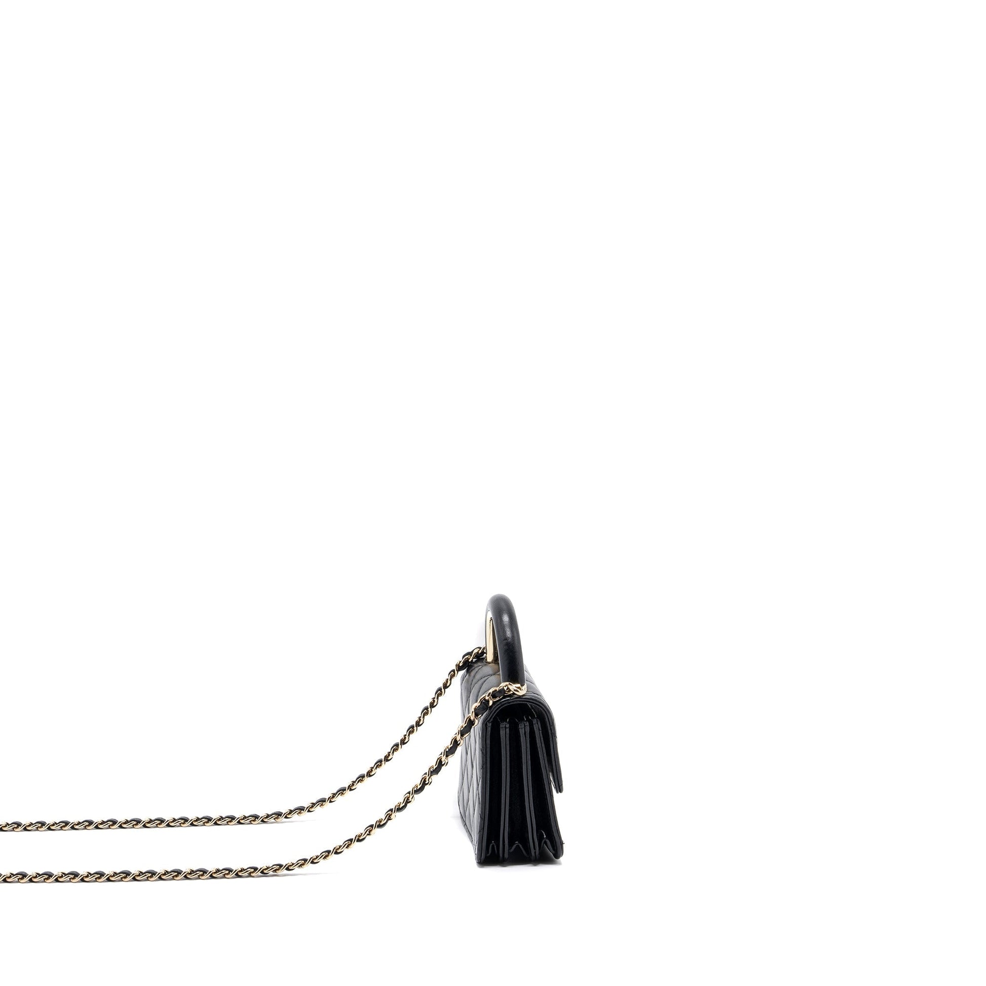 Chanel top handle flap lambskin LGHW microchip Black Shoulder Bag Lghw Microchip