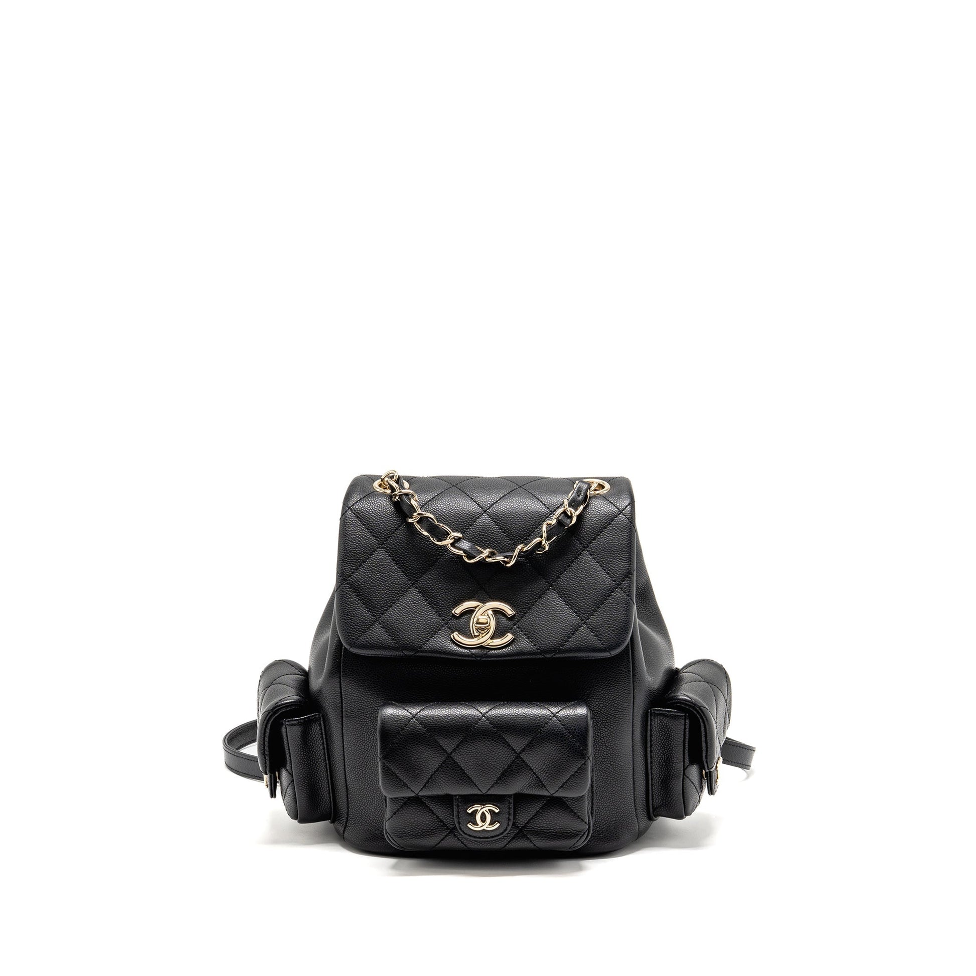 Chanel Triple Pocket Backpack Caviar LGHW microchip Black Black 2