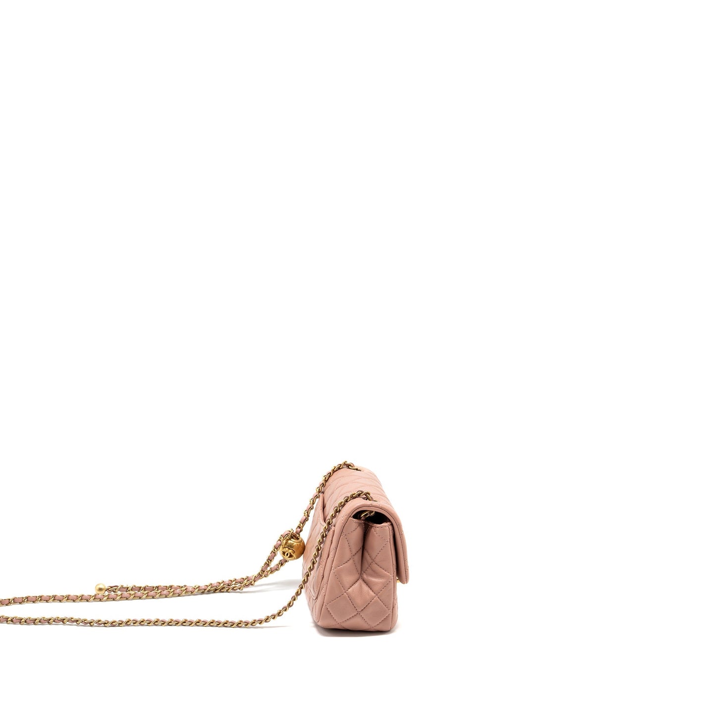 Chanel Pearl Crush Square Flap Lambskin GHW Pink Shoulder Bag