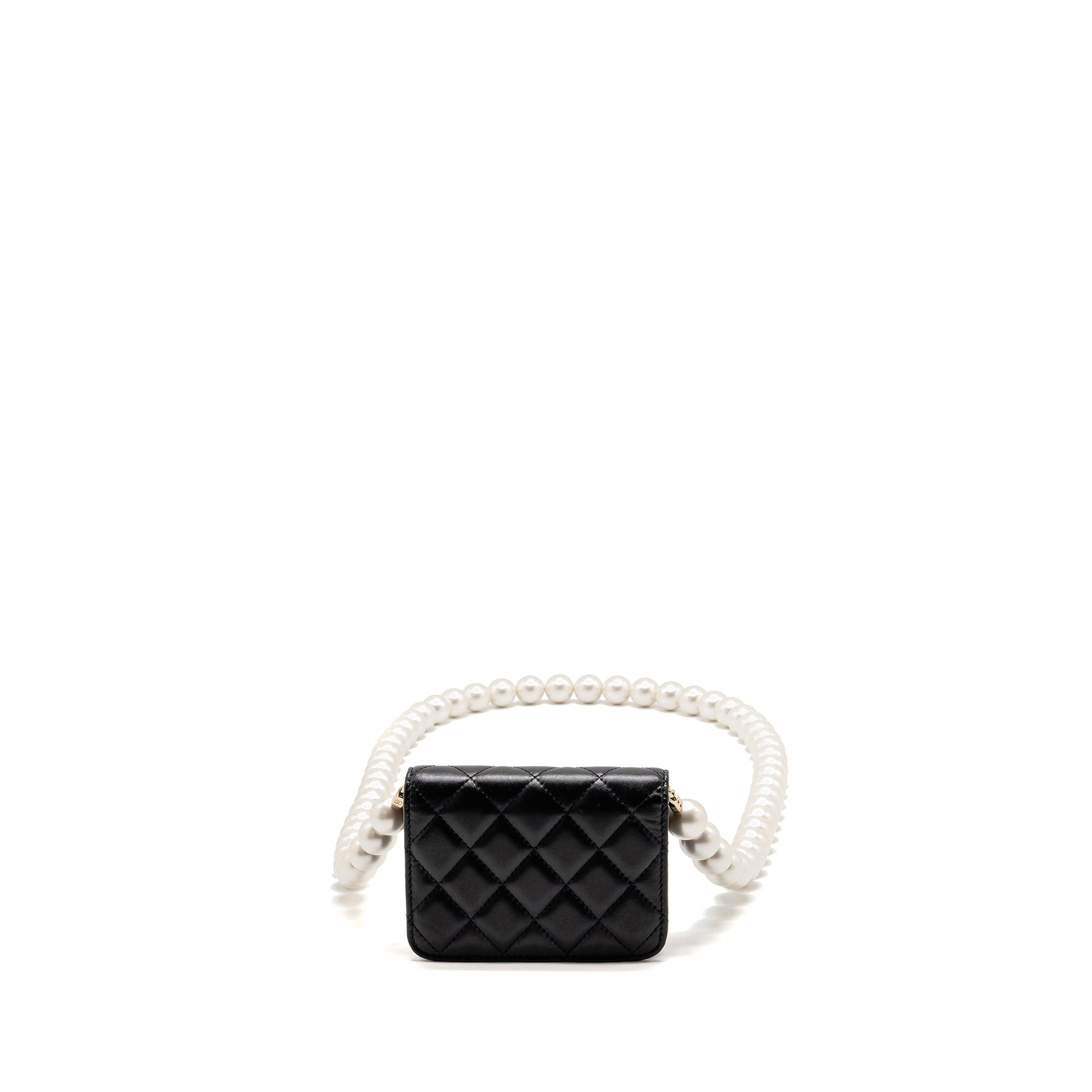 Chanel Maxi Pearl Lambskin LGHW Black Clutch Bag