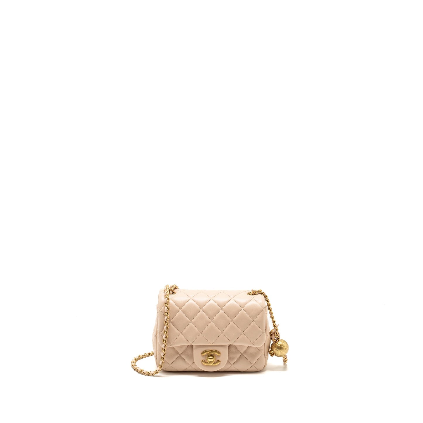 Chanel Pearl Crush Square Flap Lambskin Light Beige Shoulder Bag