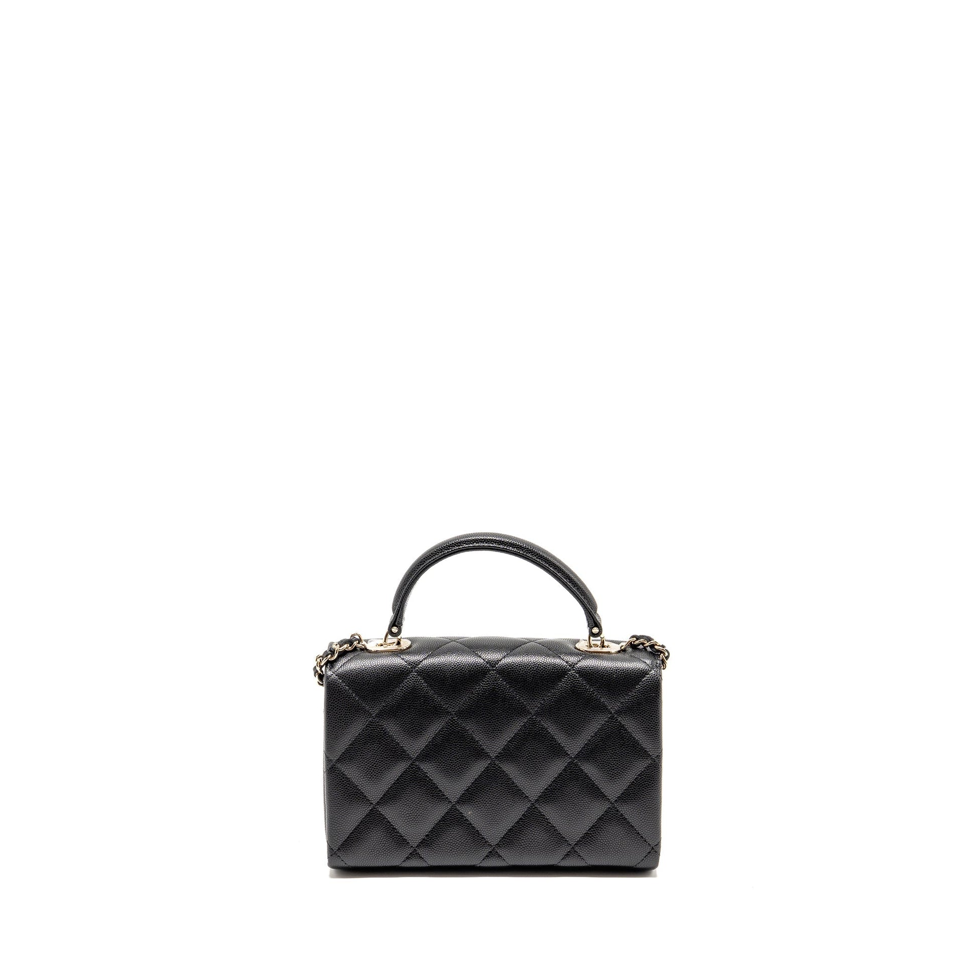Chanel Top Handle Quilted CC Flap Caviar Black Shoulder Bag