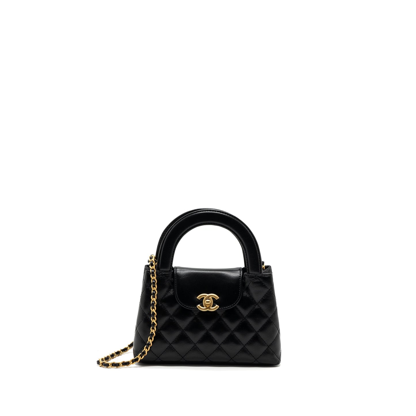 Chanel 23k Shopping Calfskin Brushed GHW Microchip Black Mini Bag