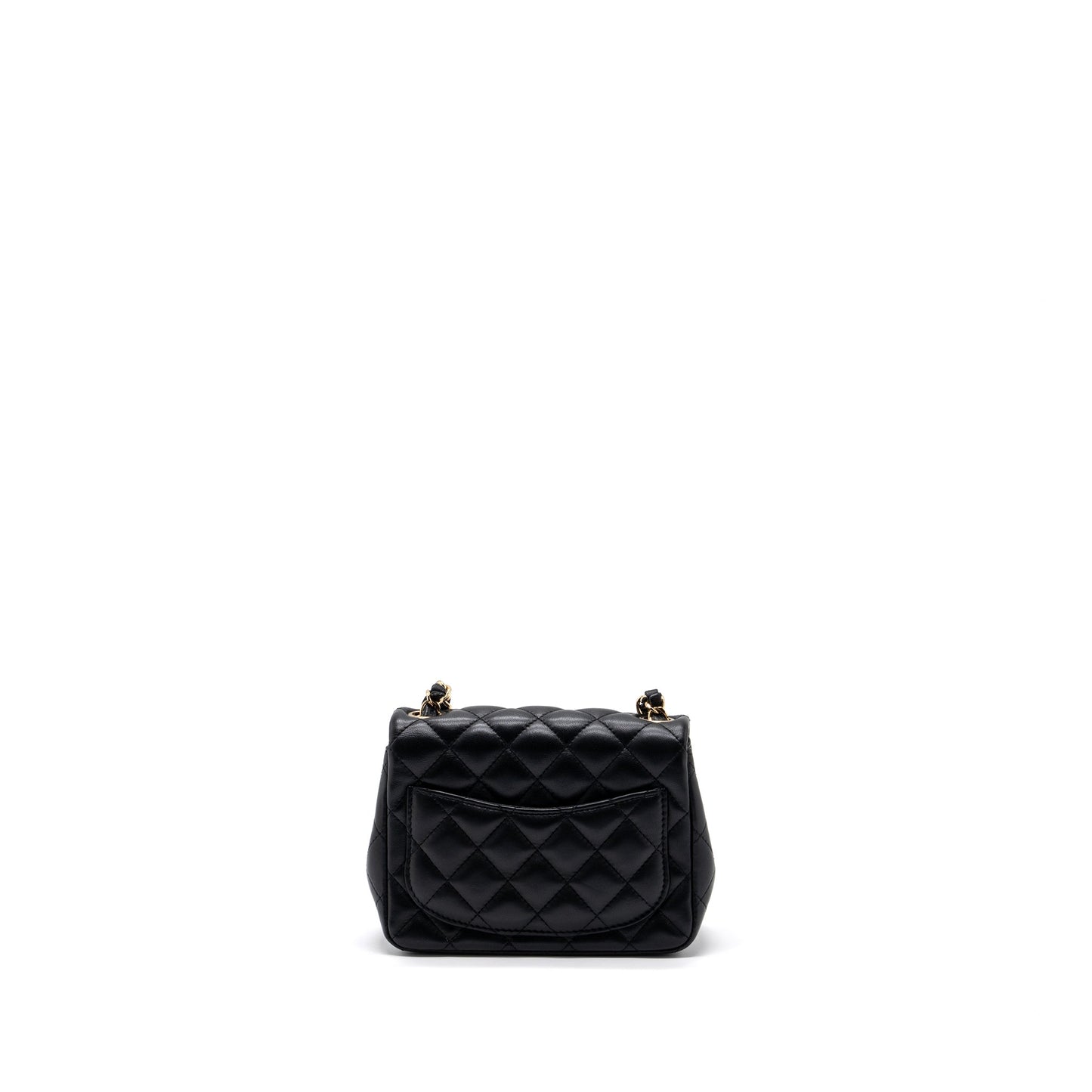 Chanel Classic Square Flap Lambskin LGHW Black Shoulder Bag