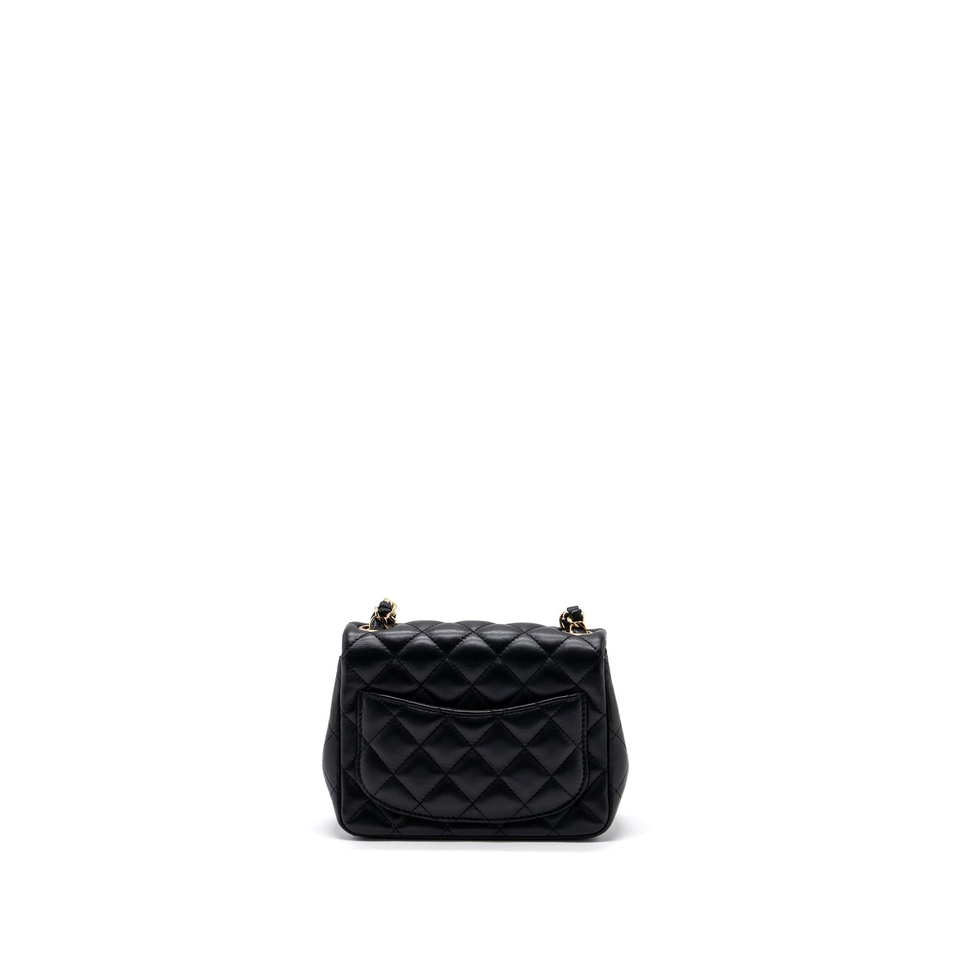 Chanel Classic Square Flap Lambskin LGHW Black Shoulder Bag