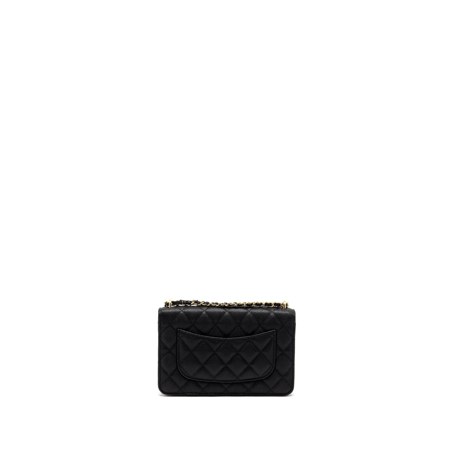 Chanel on Pocket Caviar GHW Microchip Black Wallet Case