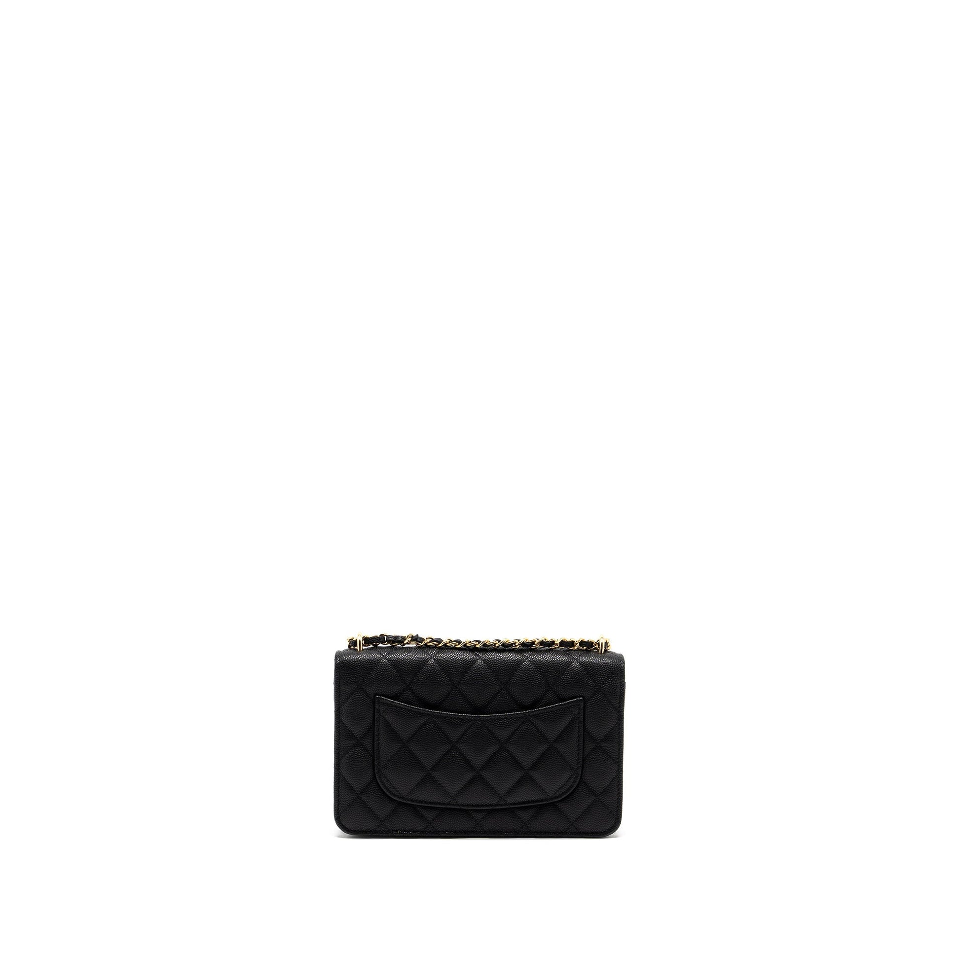 Chanel on Pocket Caviar GHW Microchip Black Wallet Case