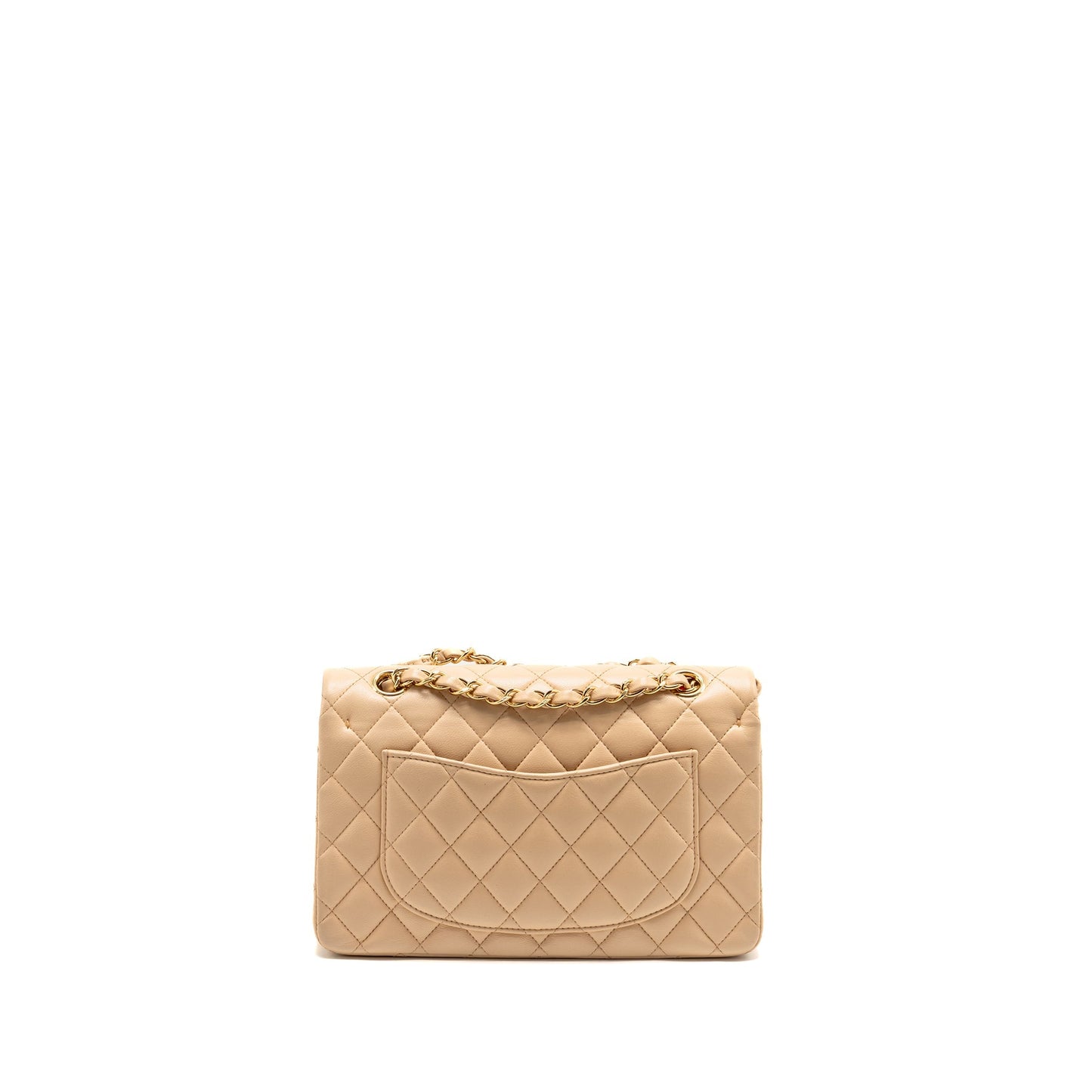 Chanel Classic Double Flap Lambskin GHW Beige Small Shoulder Bag Beige Ghw