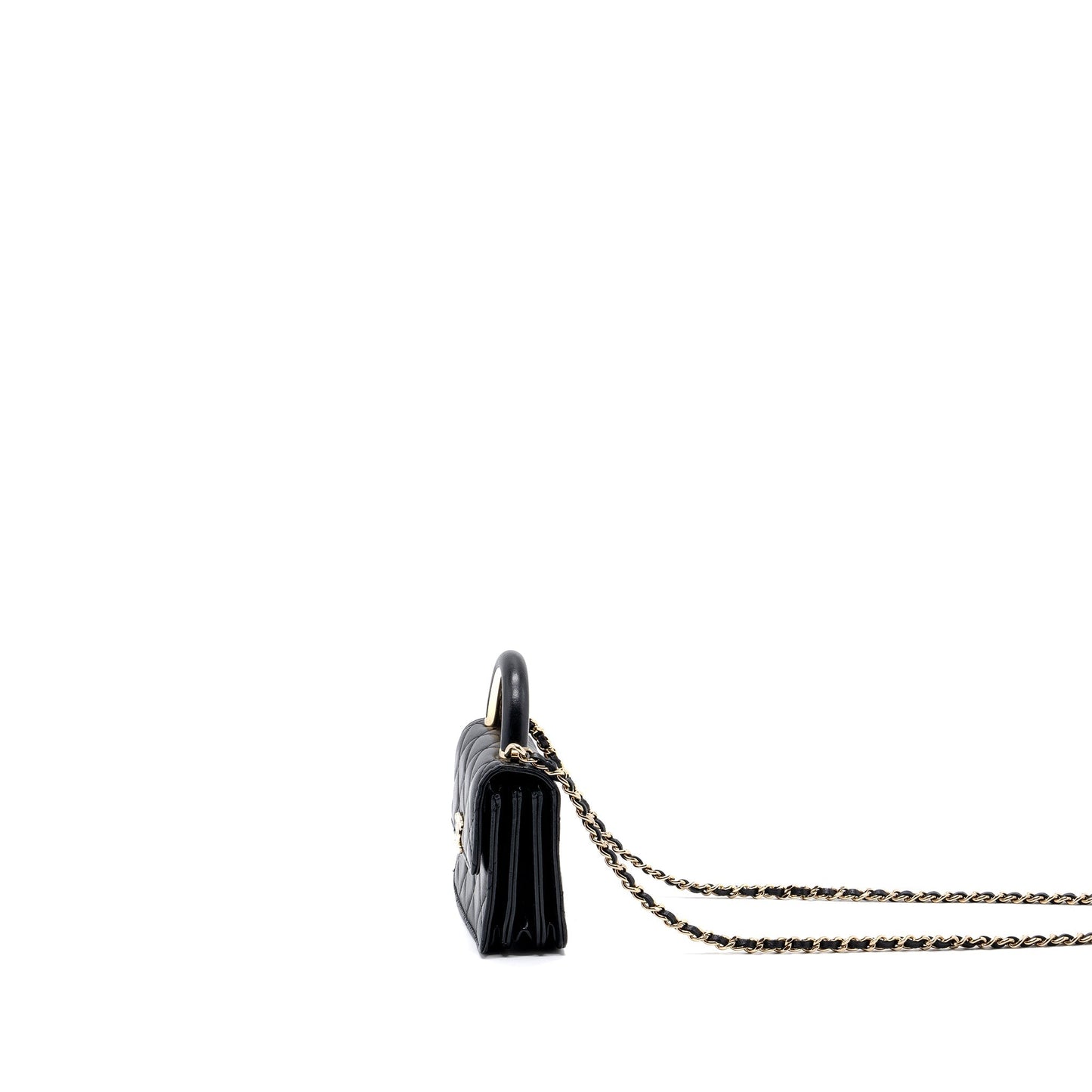 Chanel top handle flap lambskin LGHW microchip Black Shoulder Bag Lghw Microchip