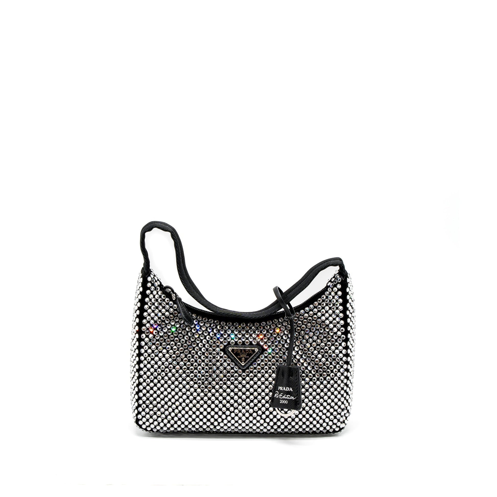 Prada Re Edition Purse Crystal Handbag Satin Black Travel Bag