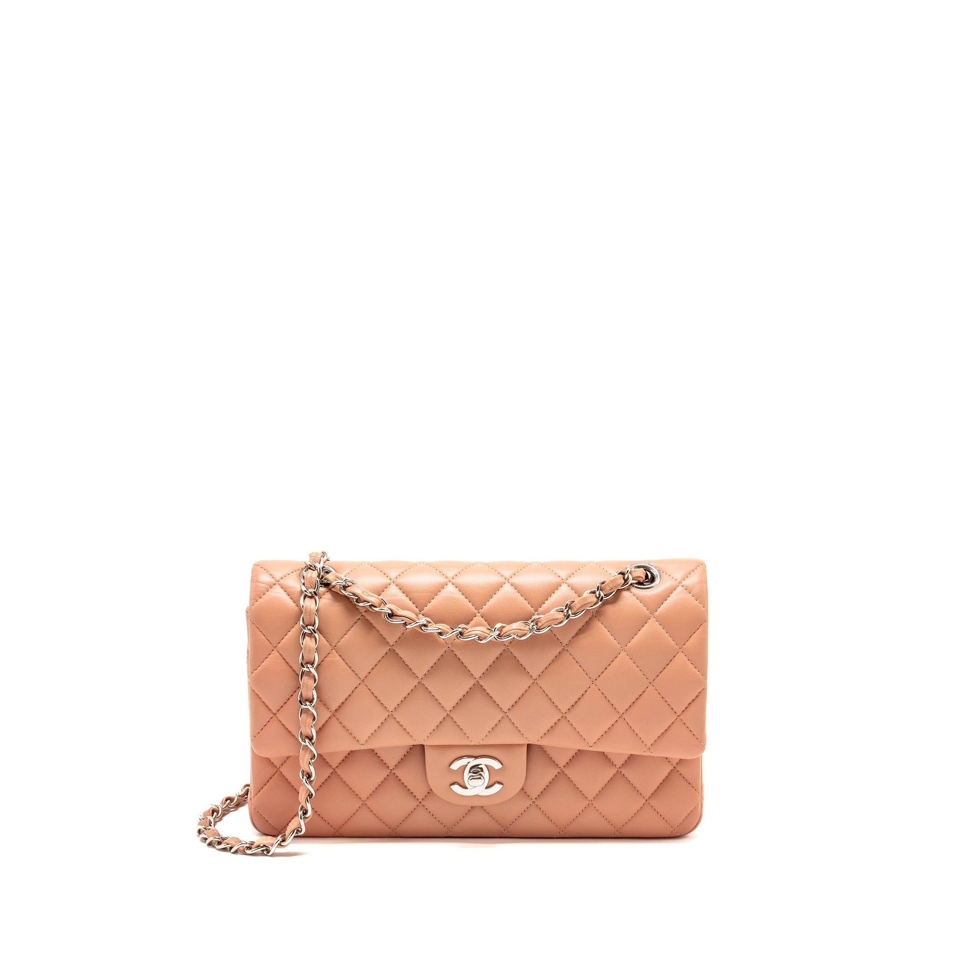 Chanel Classic Double flap lambskin SHW microchip Pink Shoulder Bag