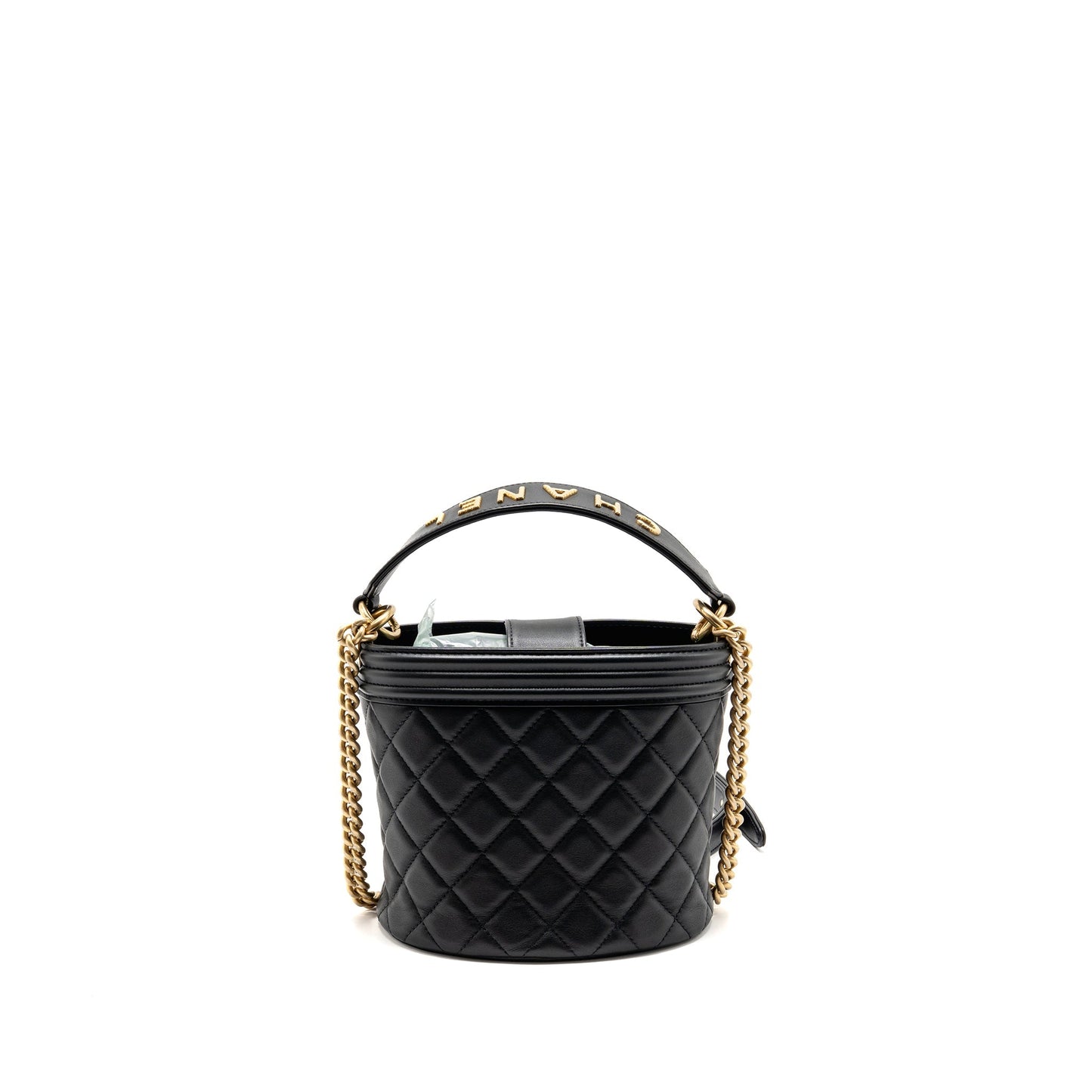 Chanel Top Handle Boy Bucket Lambskin GHW Black Bucket Bag