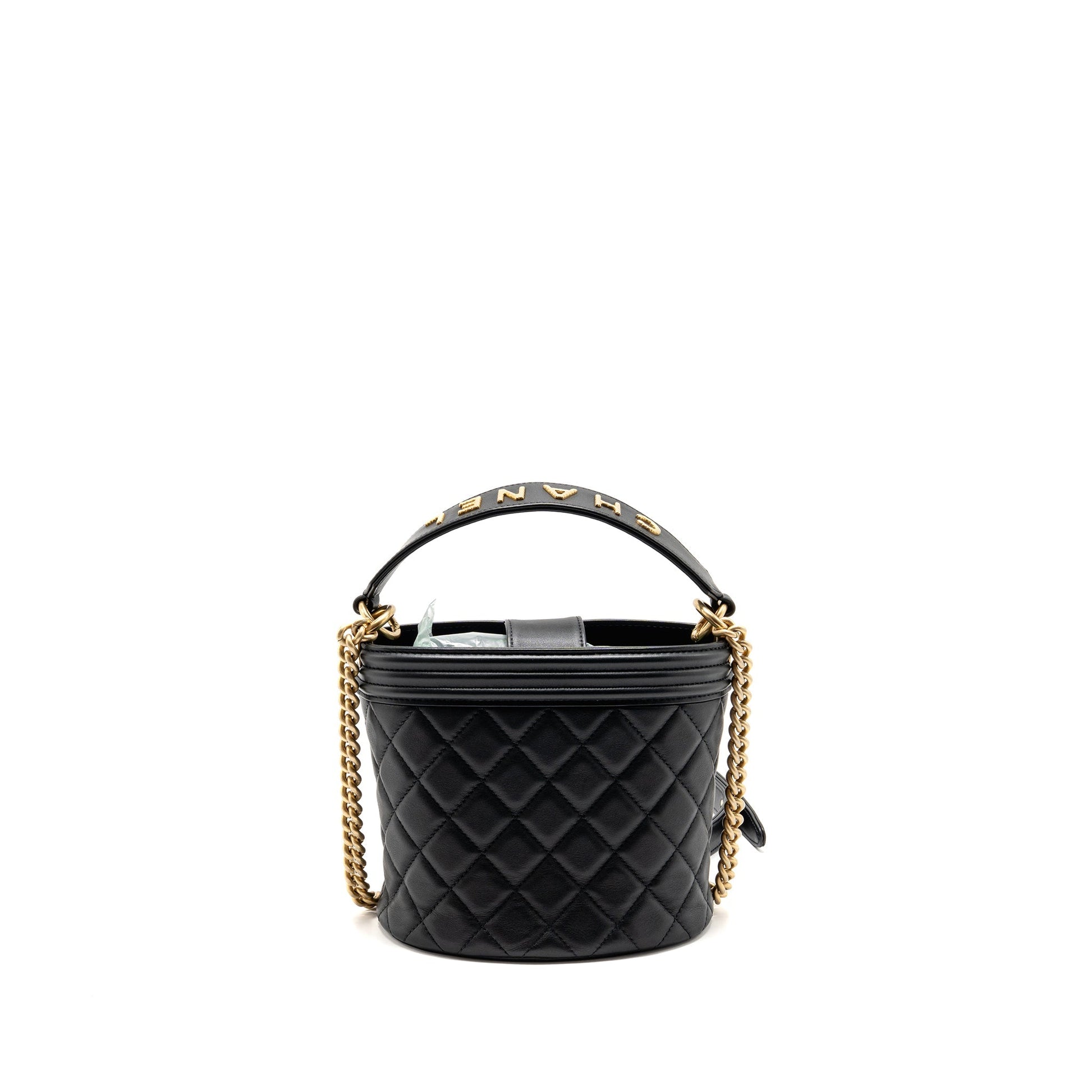 Chanel Top Handle Boy Bucket Lambskin GHW Black Bucket Bag
