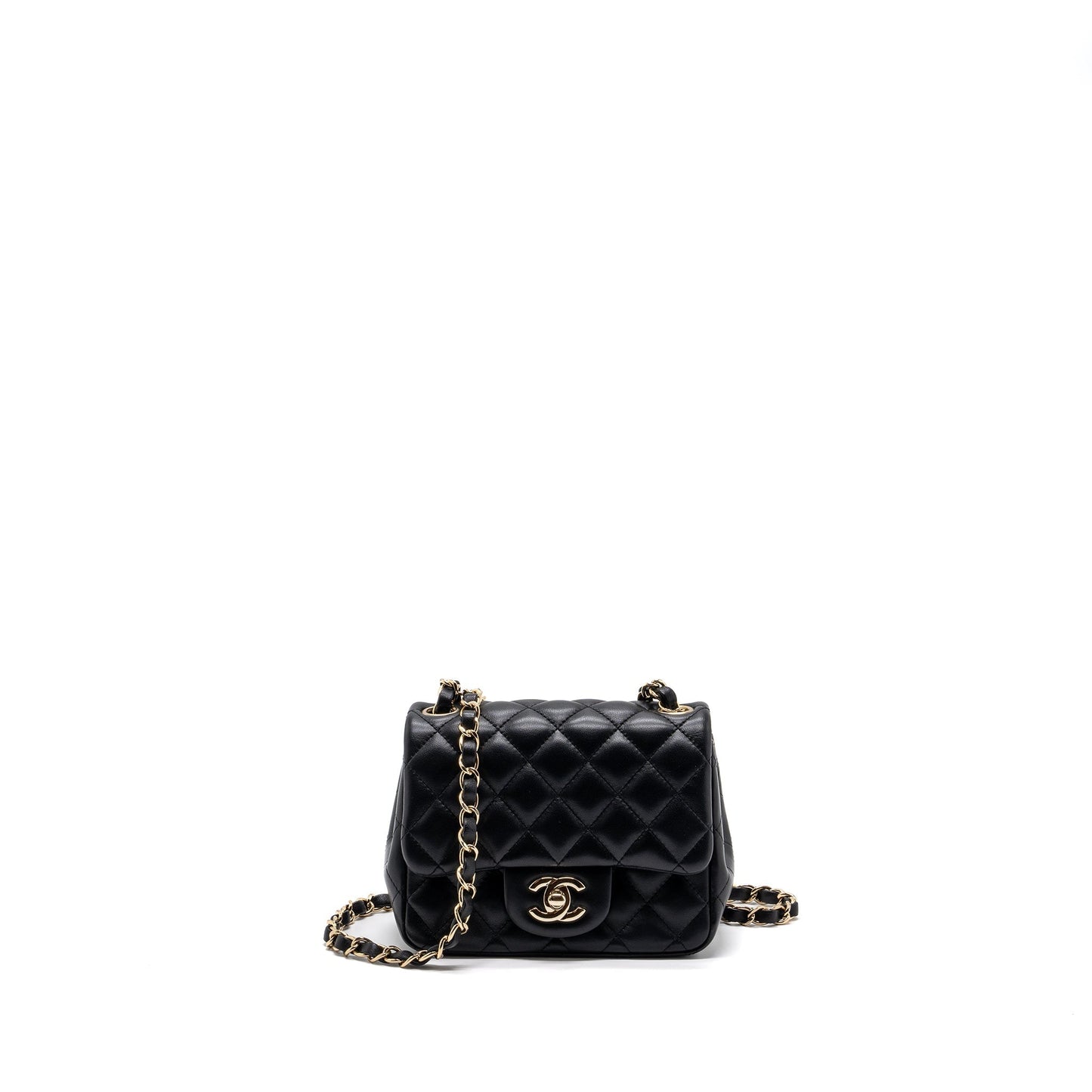 Chanel Classic Square Flap Lambskin LGHW Black Shoulder Bag