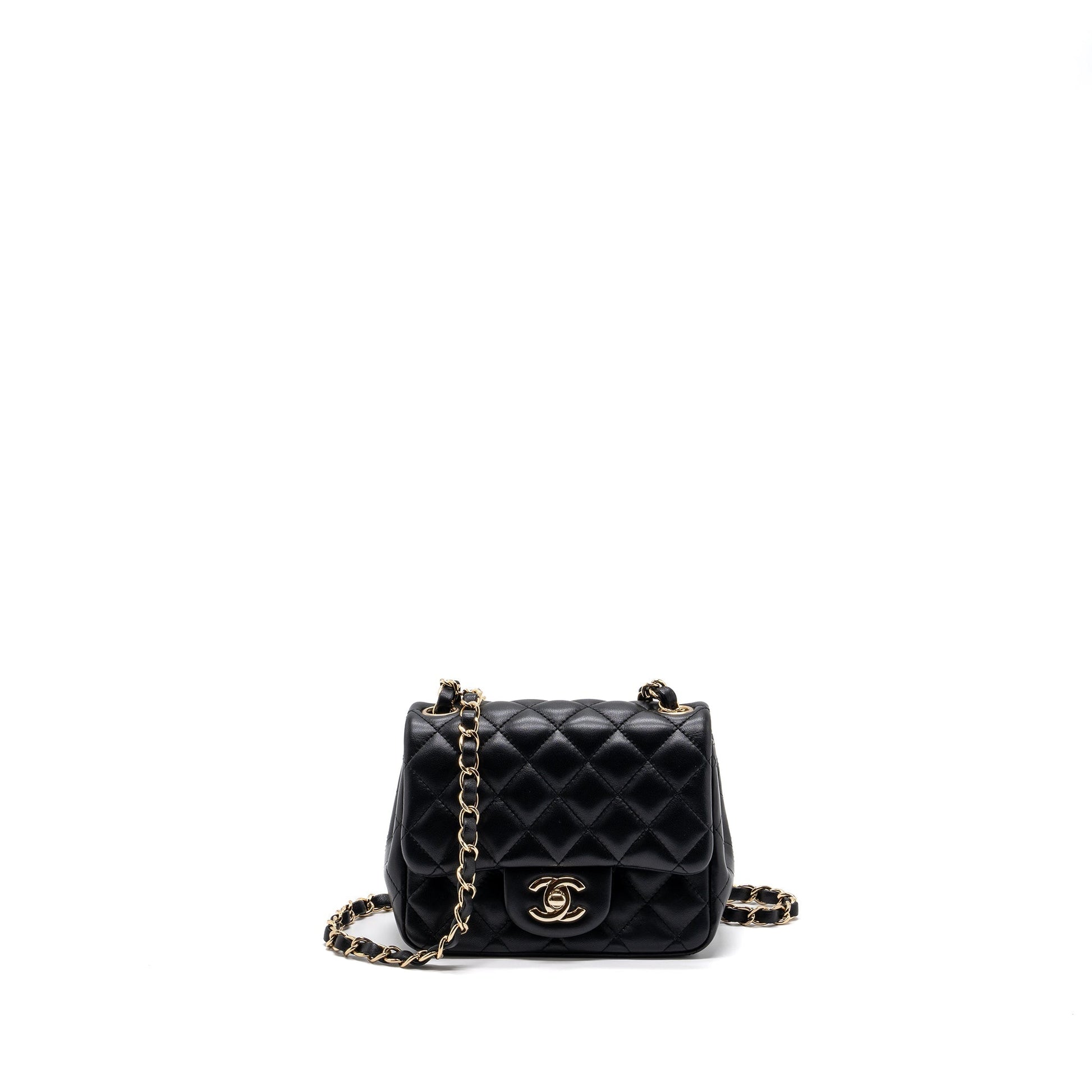 Chanel Classic Square Flap Lambskin LGHW Black Shoulder Bag