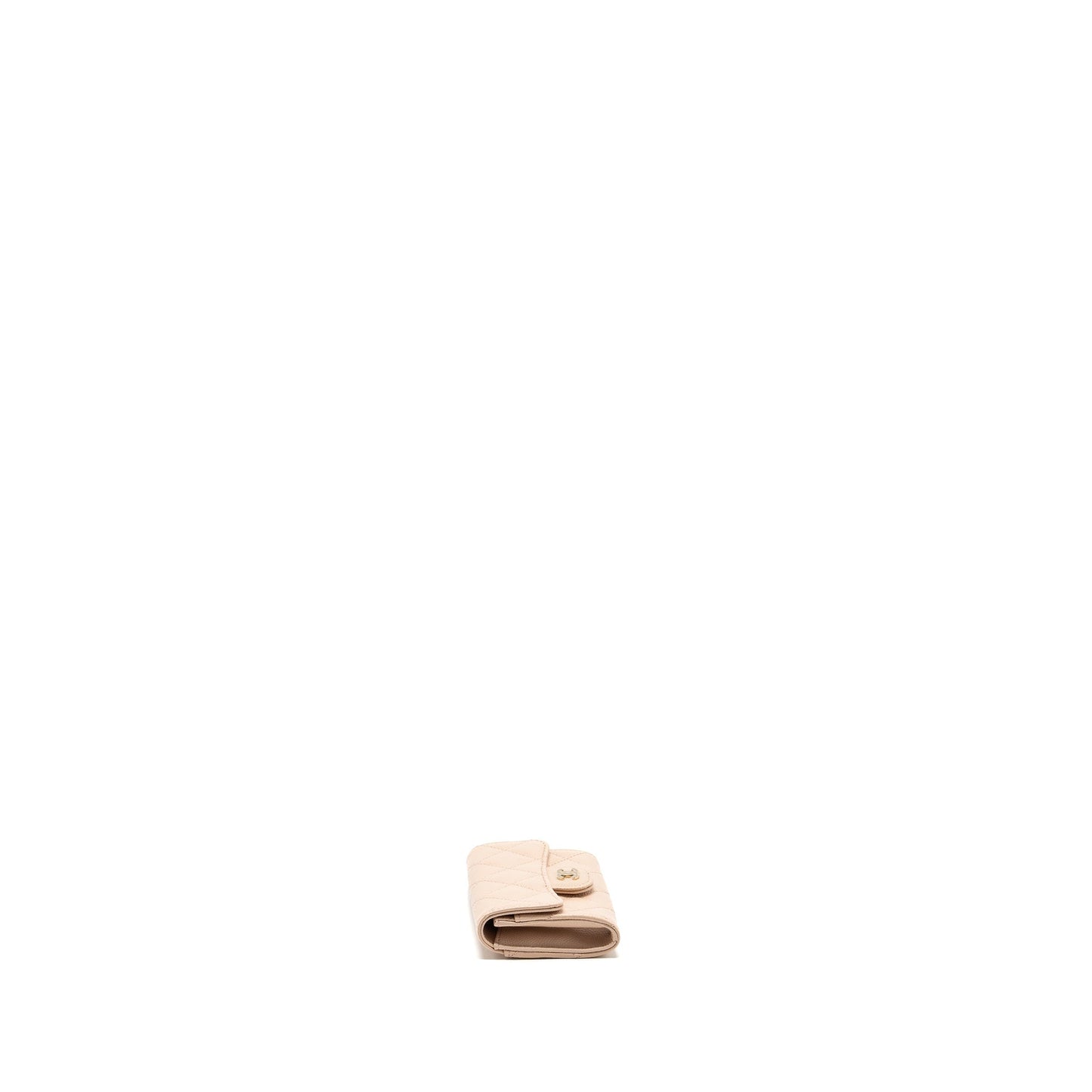 Chanel classic flap card holder caviar light Beige Wallet Case