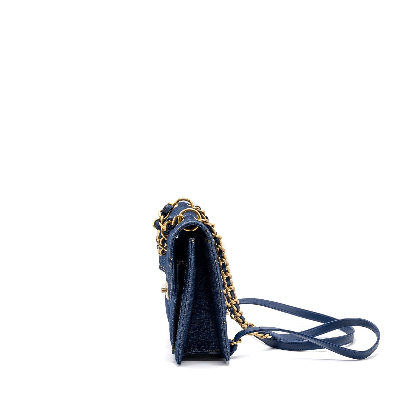 Chanel 23S flap backpack denim GHW microchip Blue