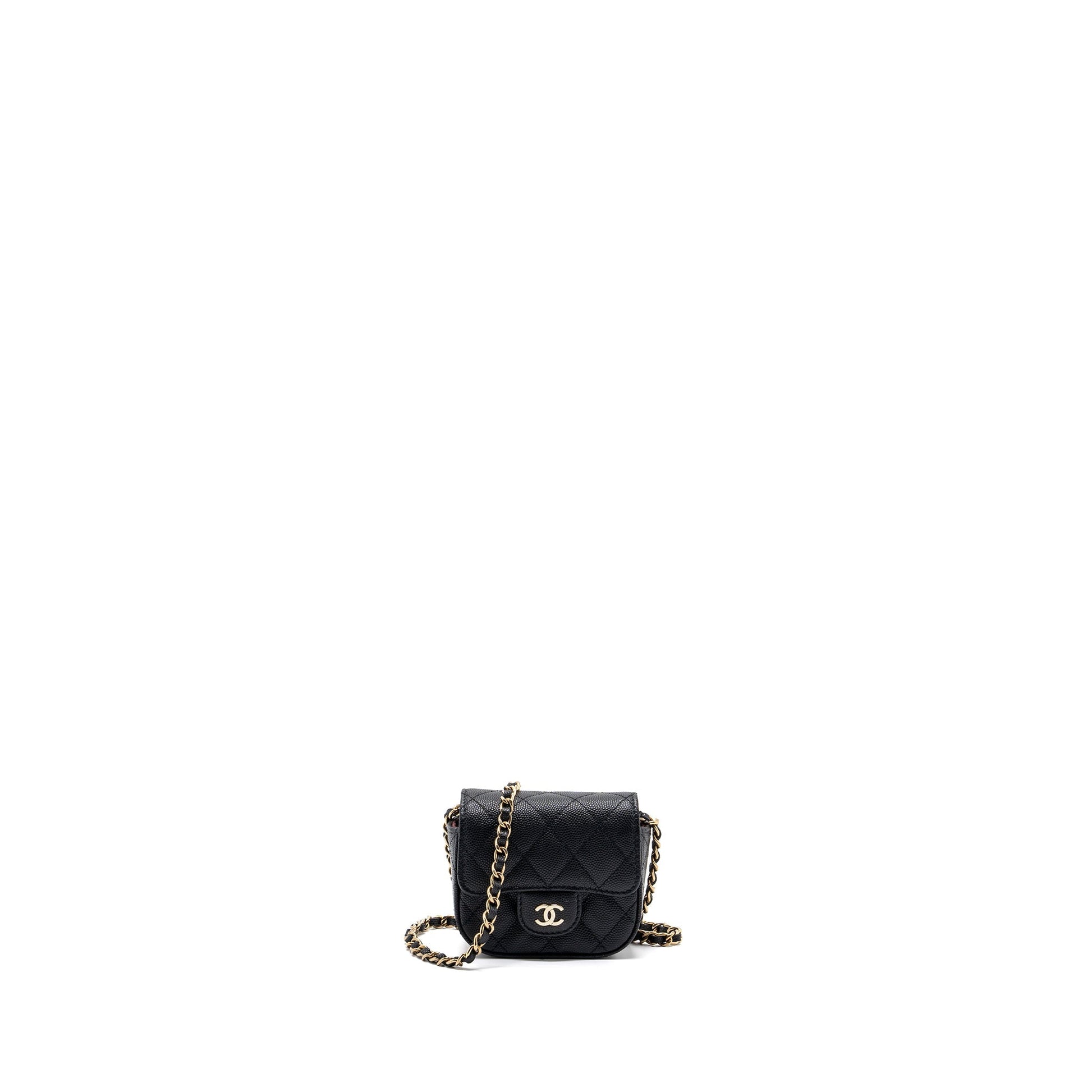 Chanel Caviar LGHW microchip Black Clutch Bag