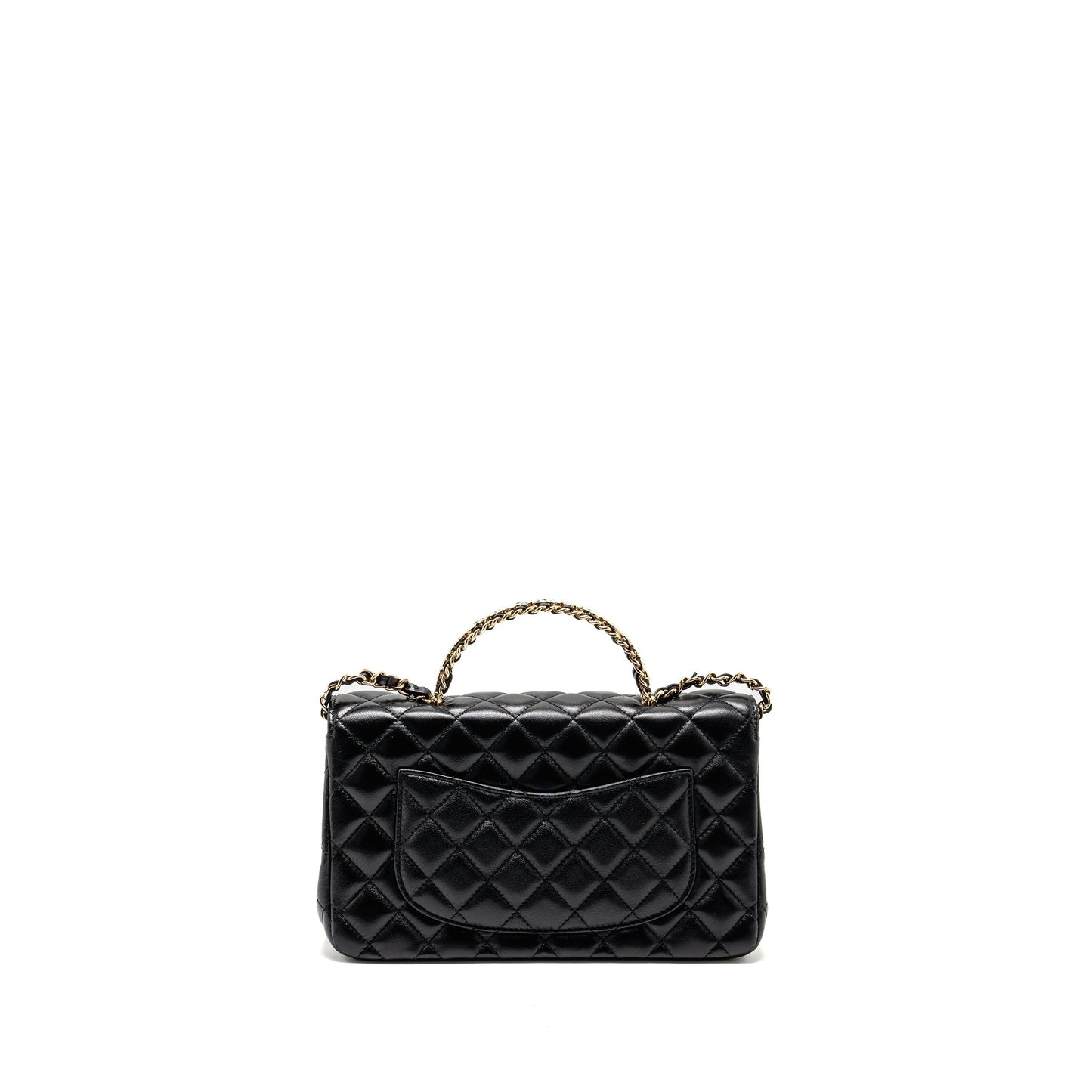 Chanel 23a Crystal Top Handle Flap Shiny Black Shoulder Bag