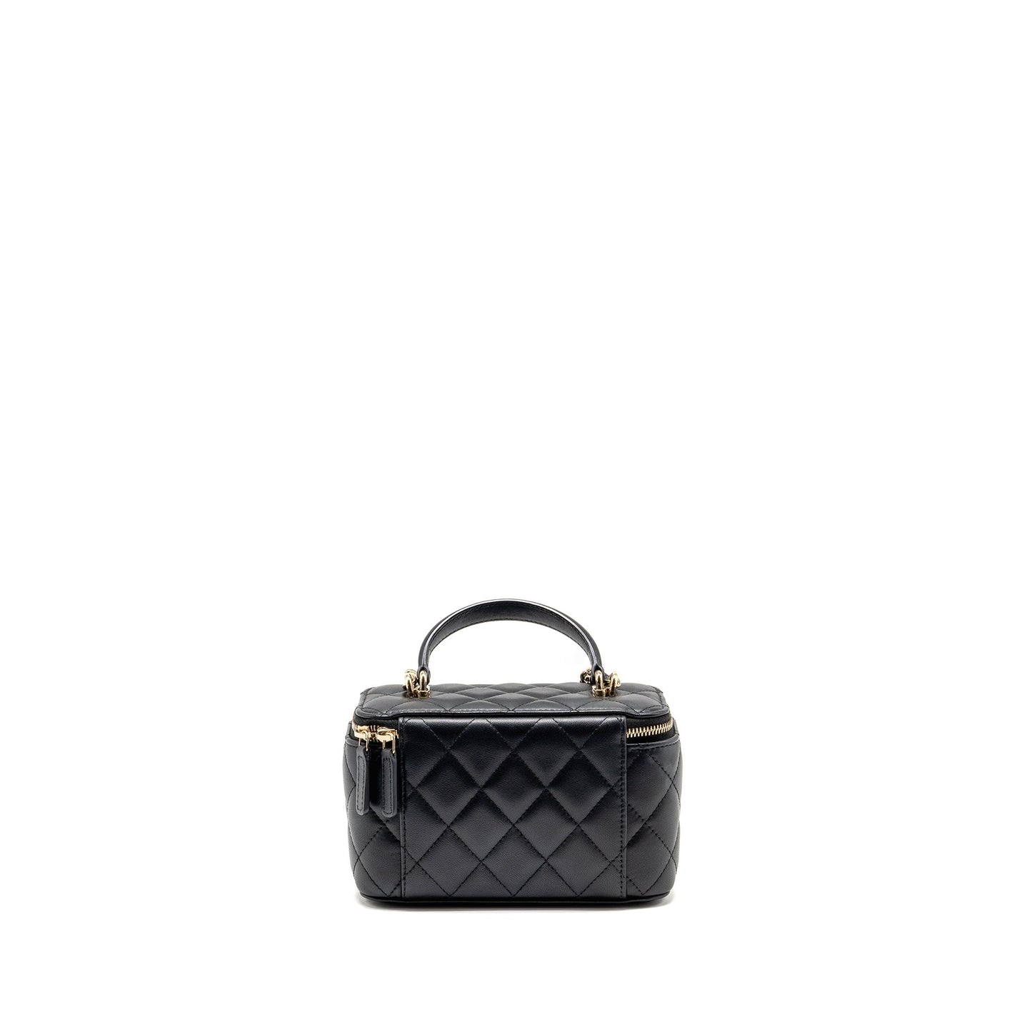 Chanel Top Handle Long Vanity Lambskin LGHW Black Handbag 10