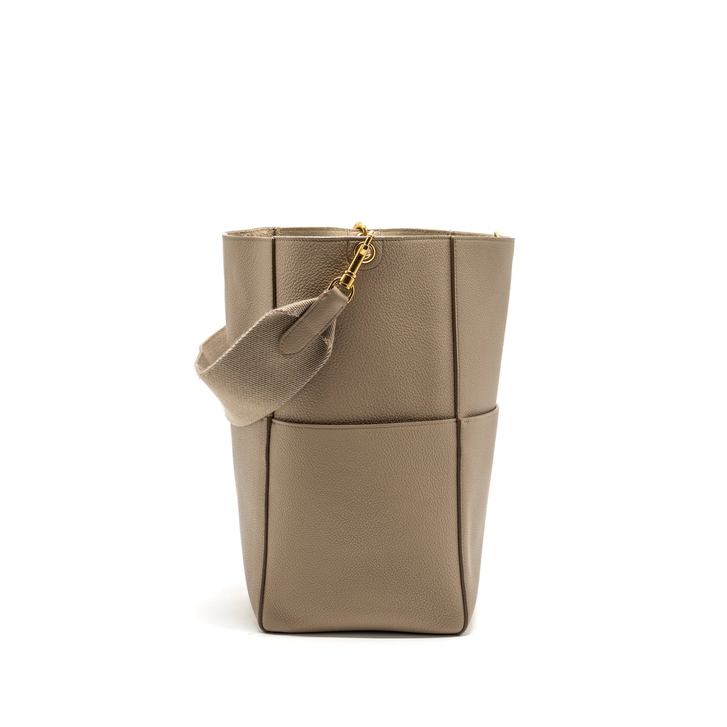 Celine Sangle Purse Calfskin Light Grey Handbag Bucket Bucket Bag