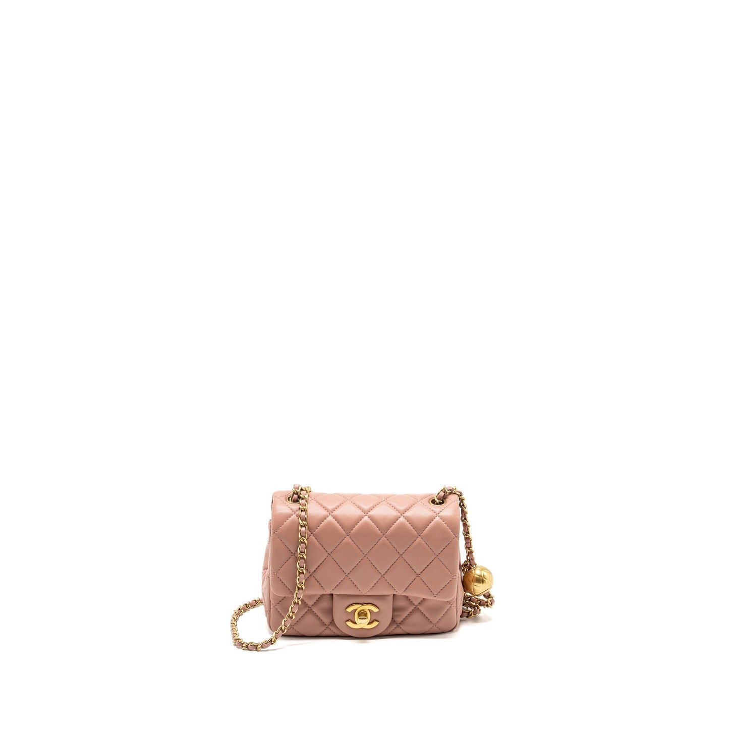 Chanel Pearl Crush Square Flap Lambskin GHW Pink Shoulder Bag