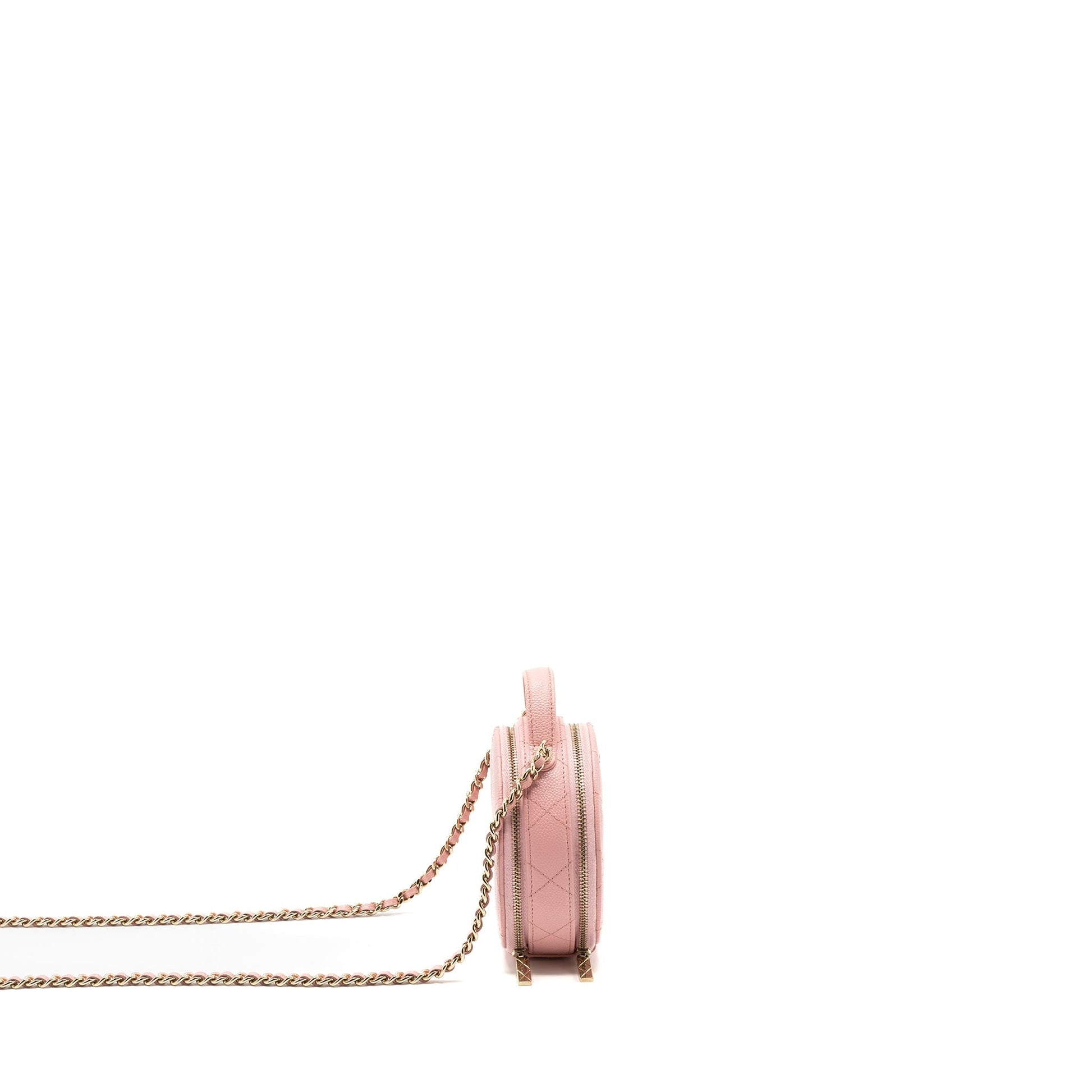 Chanel Top Handle Round Vanity Caviar LGHW Pink Mini Bag