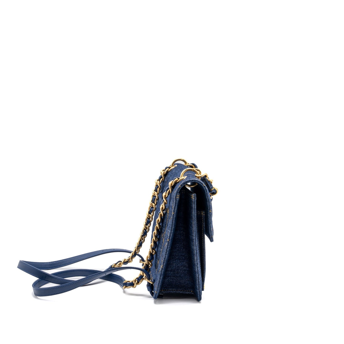 Chanel 23S flap backpack denim GHW microchip Blue
