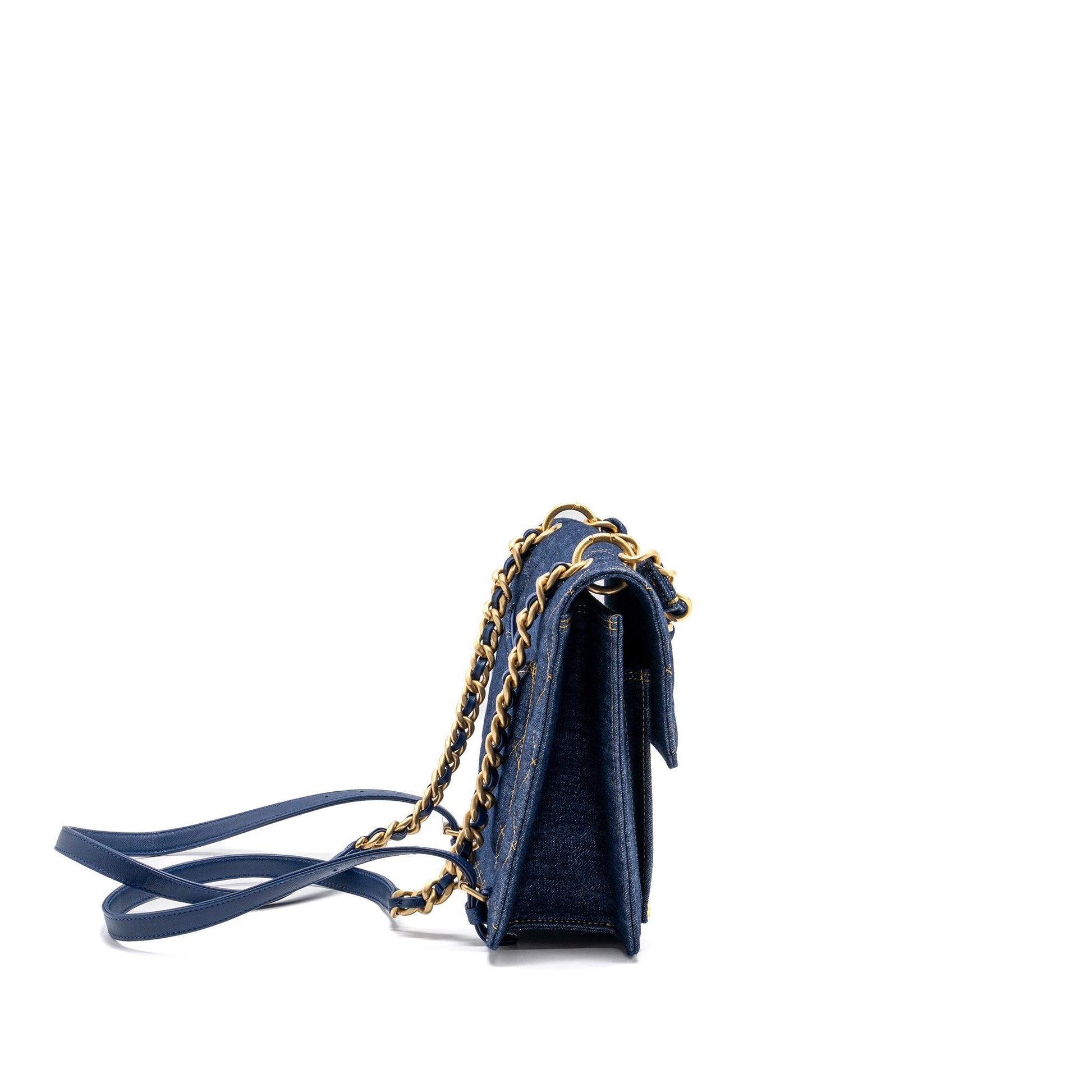 Chanel 23S flap backpack denim GHW microchip Blue