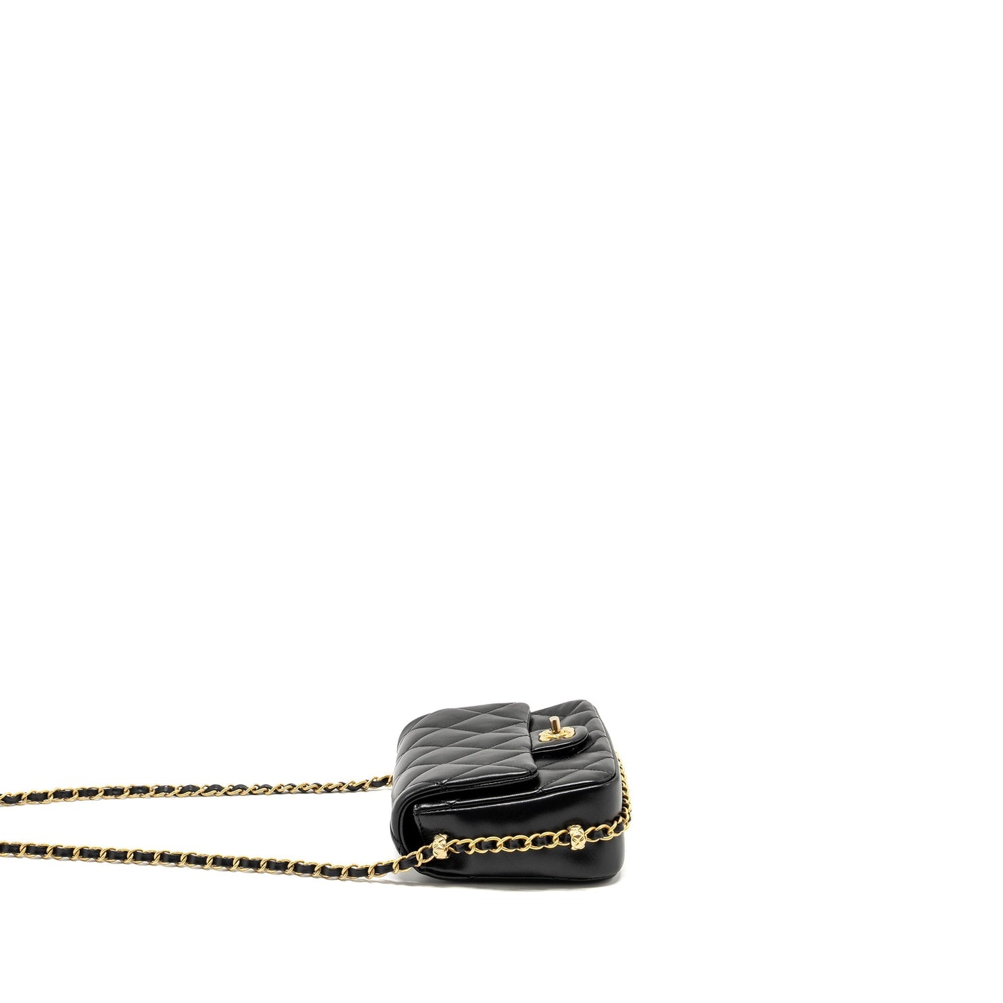 Chanel Coco CC Logo Quilted Flap Lambskin Black Shoulder Bag