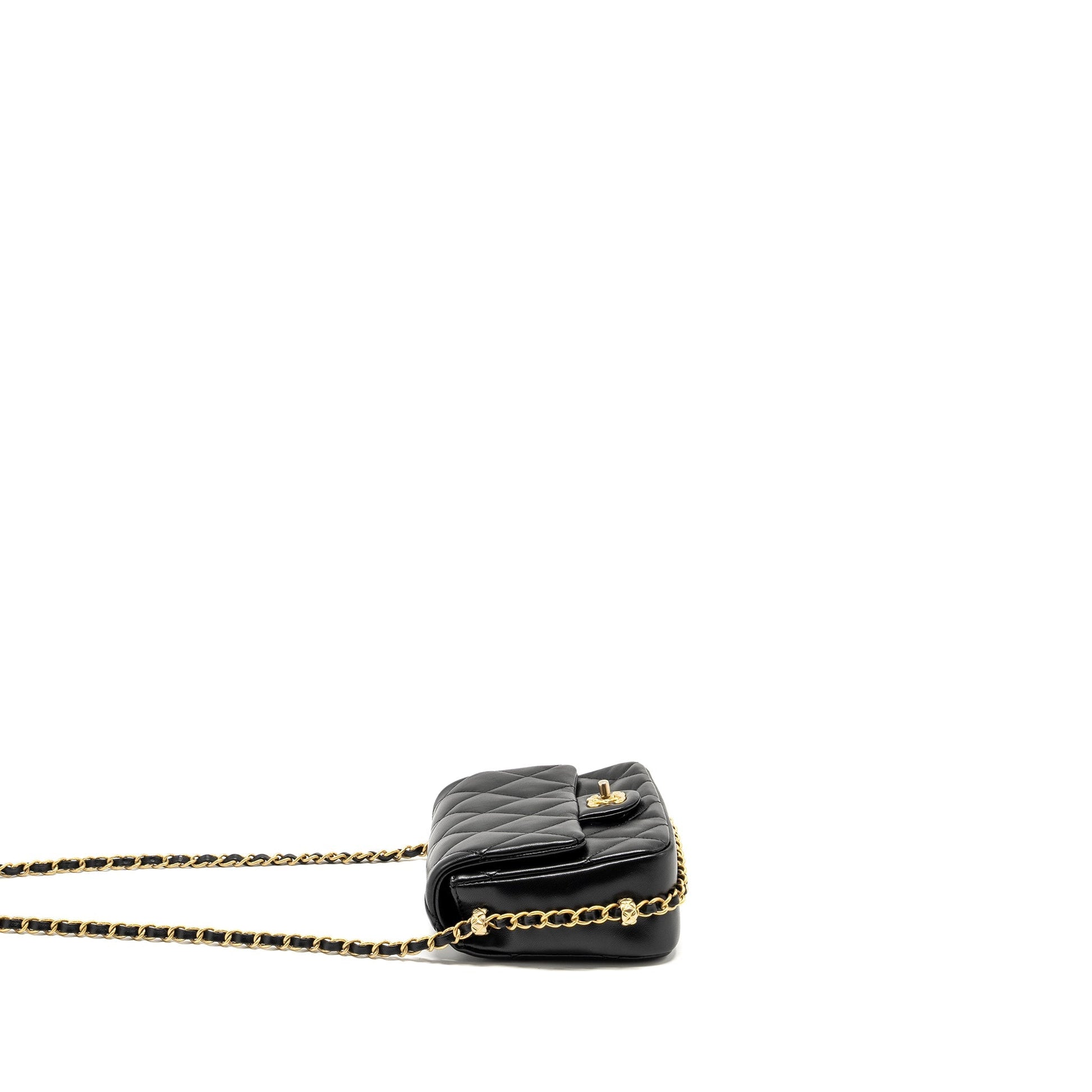 Chanel Coco CC Logo Quilted Flap Lambskin Black Shoulder Bag