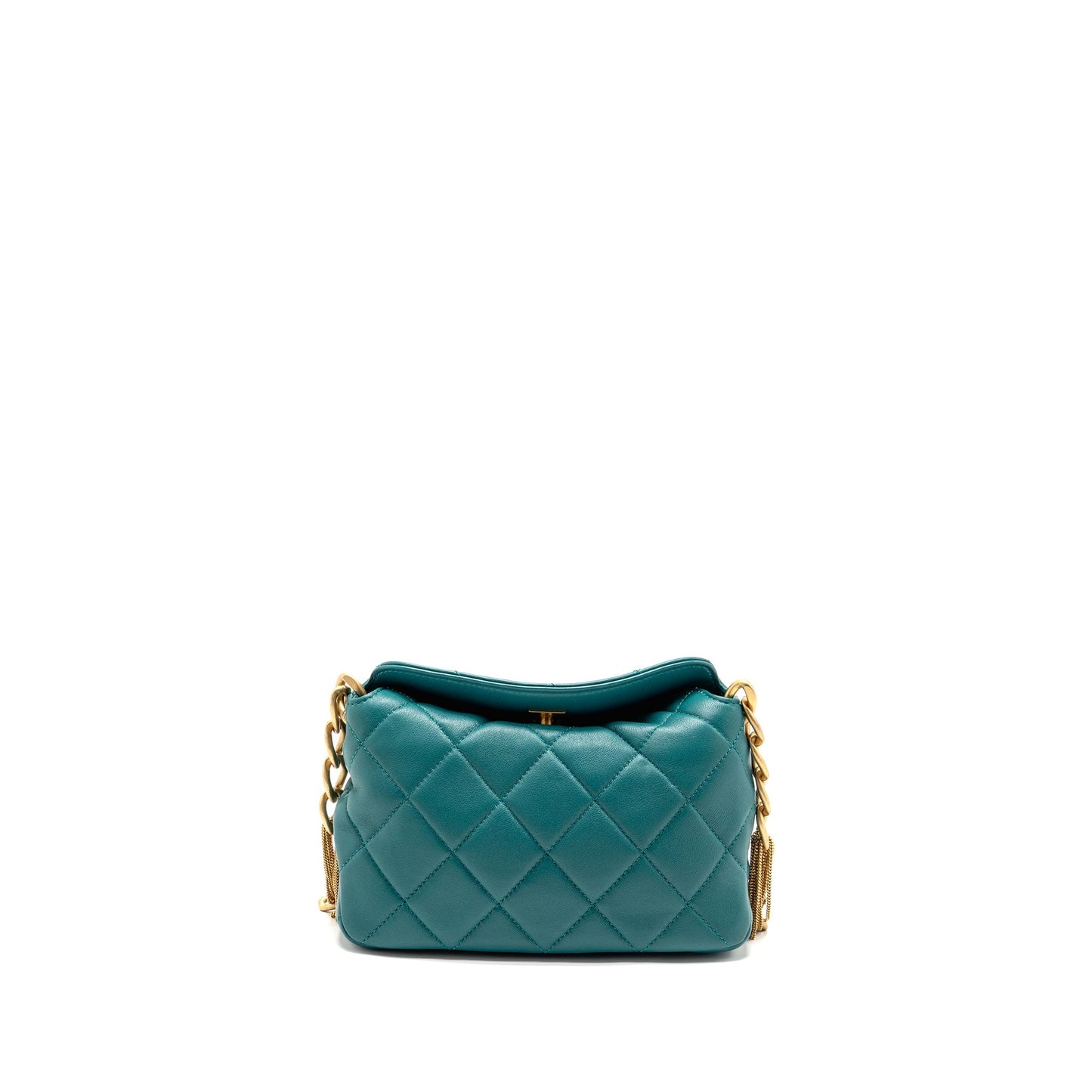 Chanel 23A CC Hobo Detailed Lambskin Dark Green Small Shoulder Bag