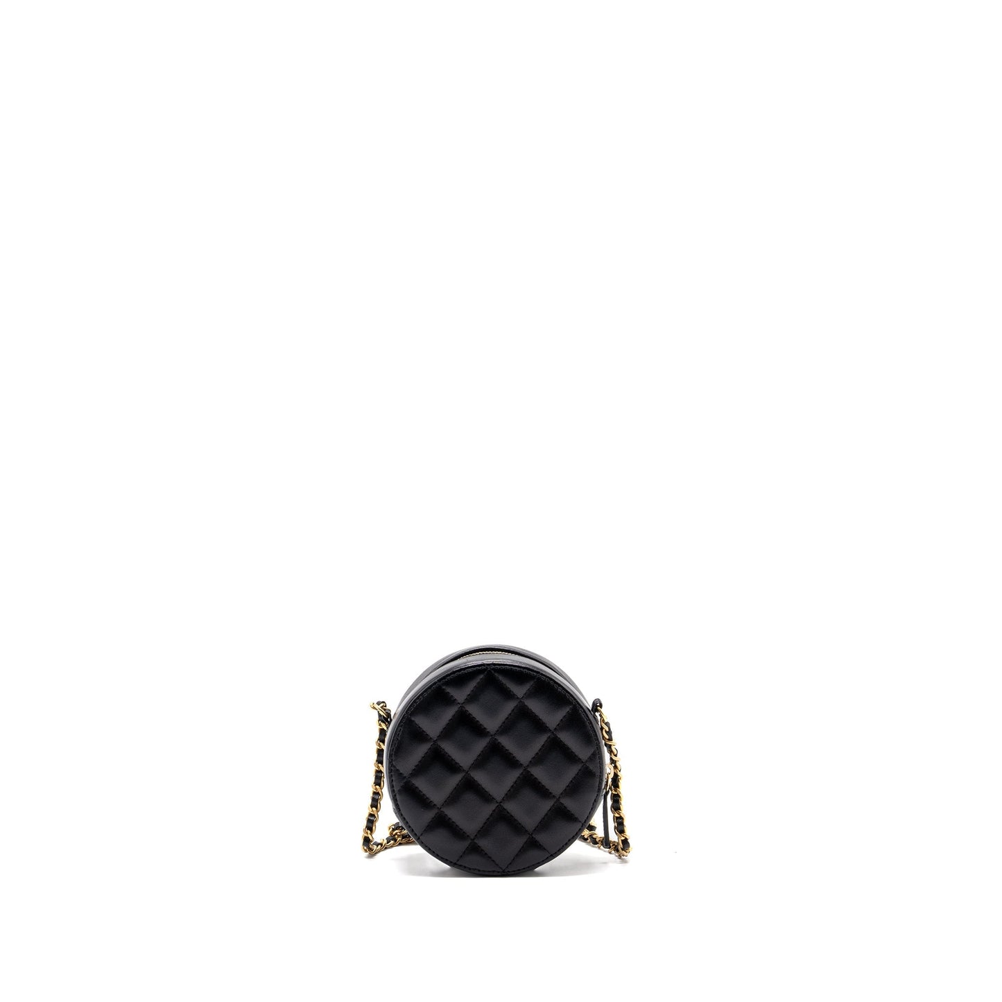 Chanel Limited Edition Charm Round Lambskin GHW Black Key Chain