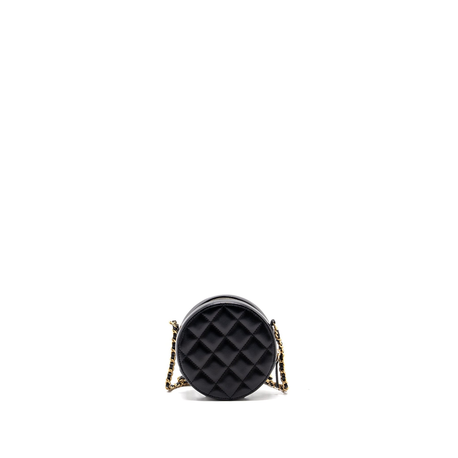 Chanel Limited Edition Charm Round Lambskin GHW Black Key Chain