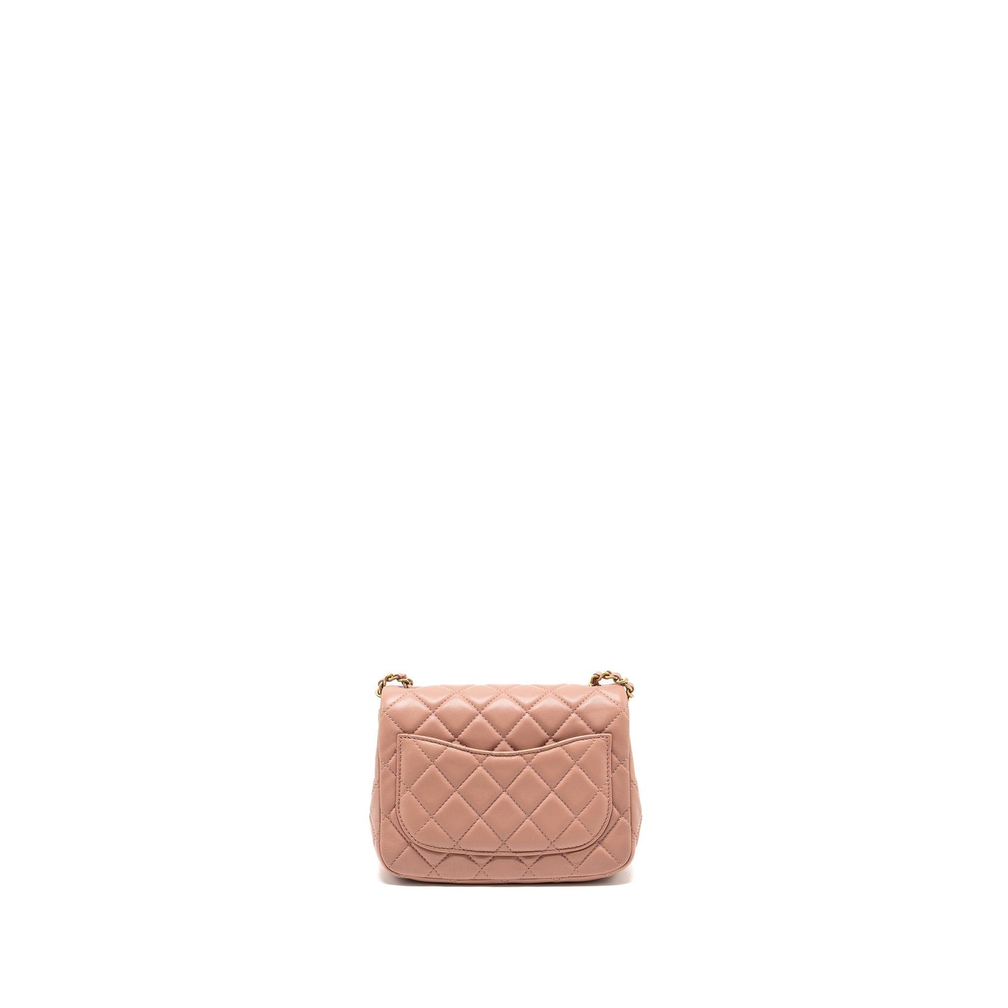 Chanel Pearl Crush Square Flap Lambskin GHW Pink Shoulder Bag