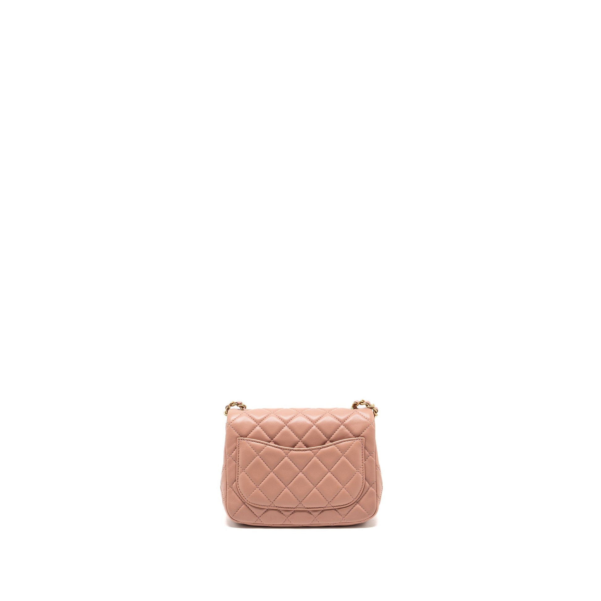 Chanel Pearl Crush Square Flap Lambskin GHW Pink Shoulder Bag