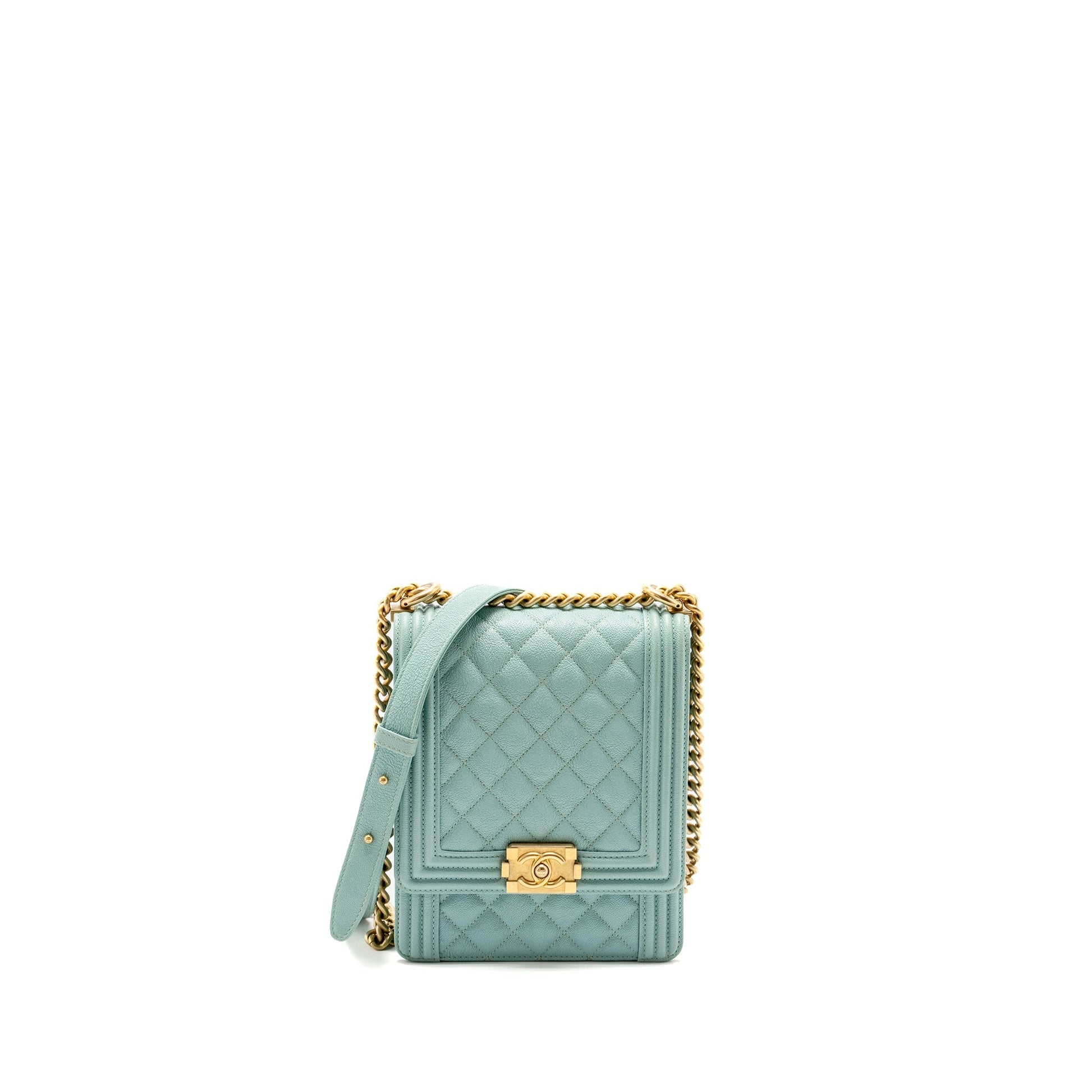 Chanel North South Boy Caviar Light GHW Blue Handbag Ghw 1