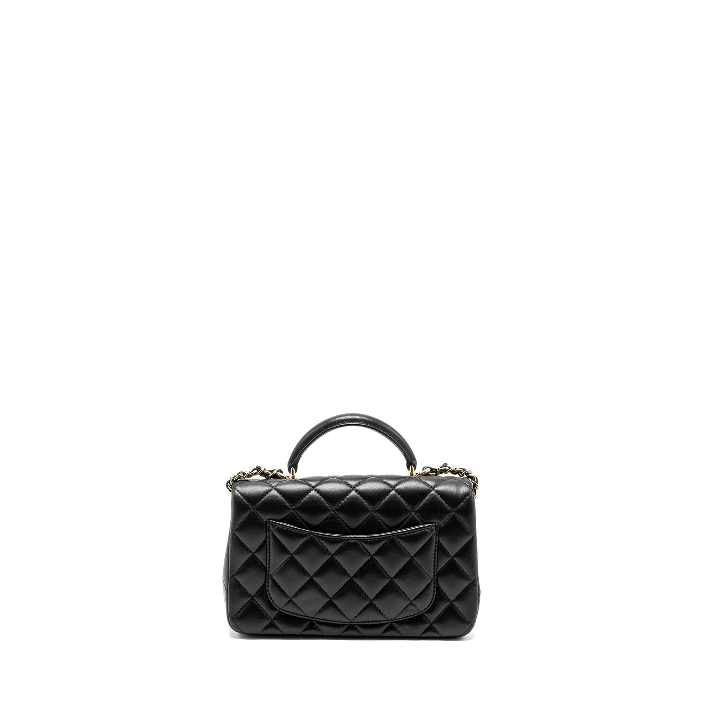 Chanel Top Handle Rectangular Flap Lambskin LGHW Black Shoulder Bag Black Lghw