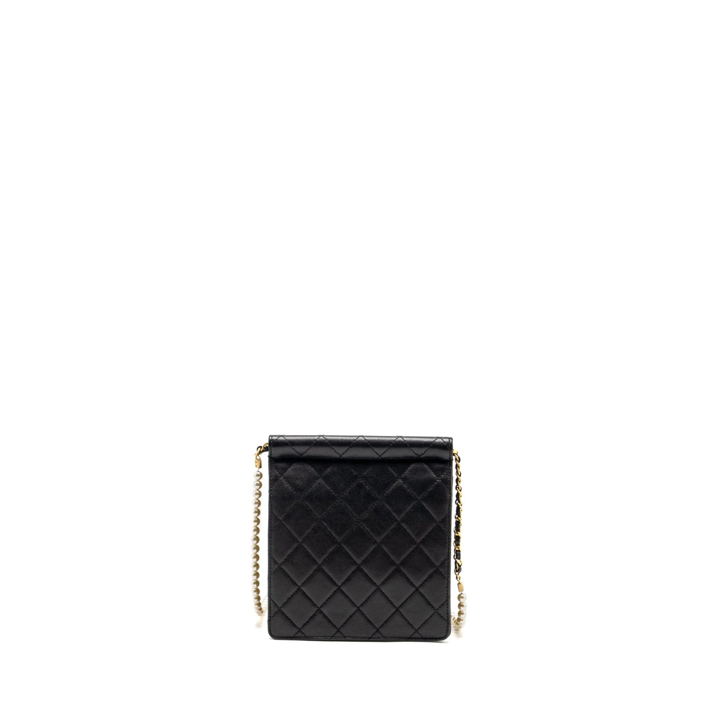 Chanel 19S Pearl Quilted Vertical Flap Lambskin Black Shoulder Bag