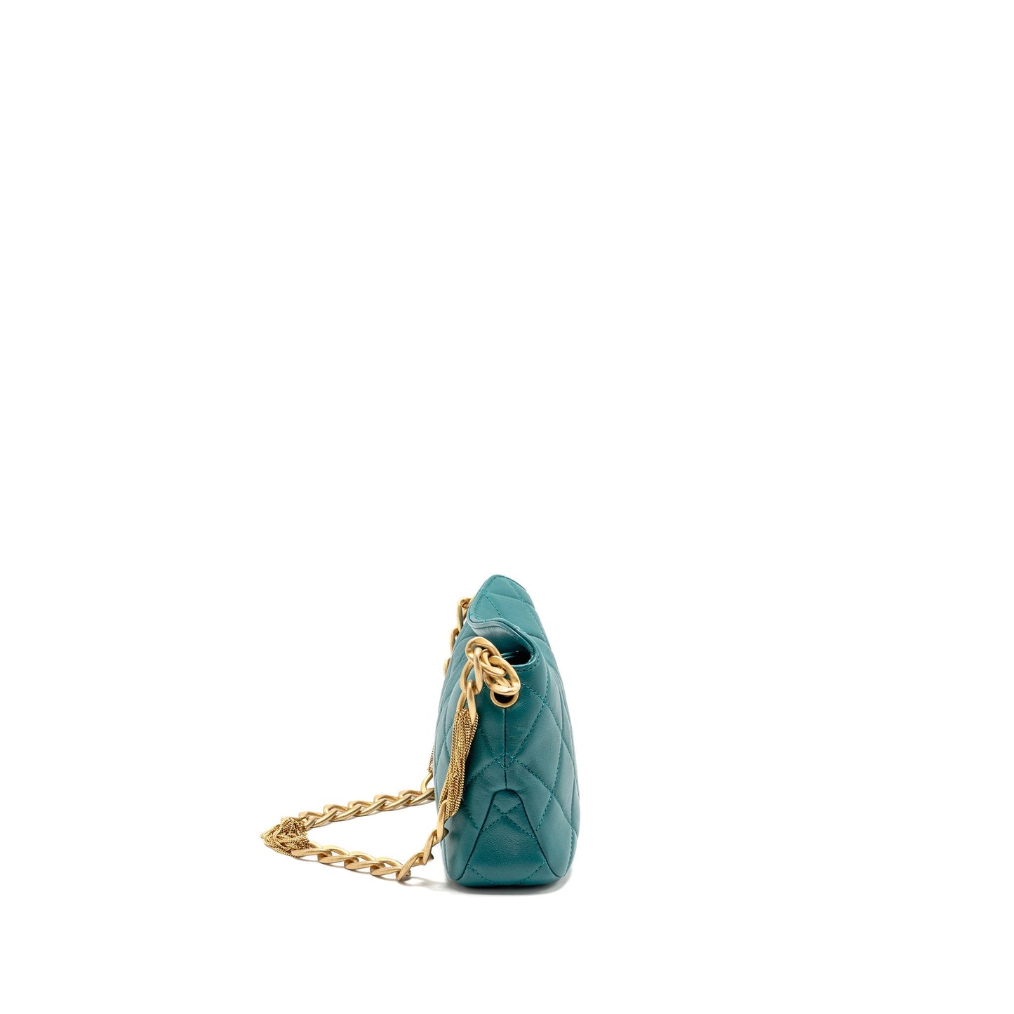 Chanel 23A CC Hobo Detailed Lambskin Dark Green Small Shoulder Bag