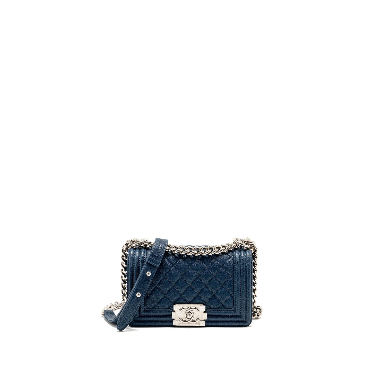 Chanel Boy Caviar Navy SHW Small Handbag