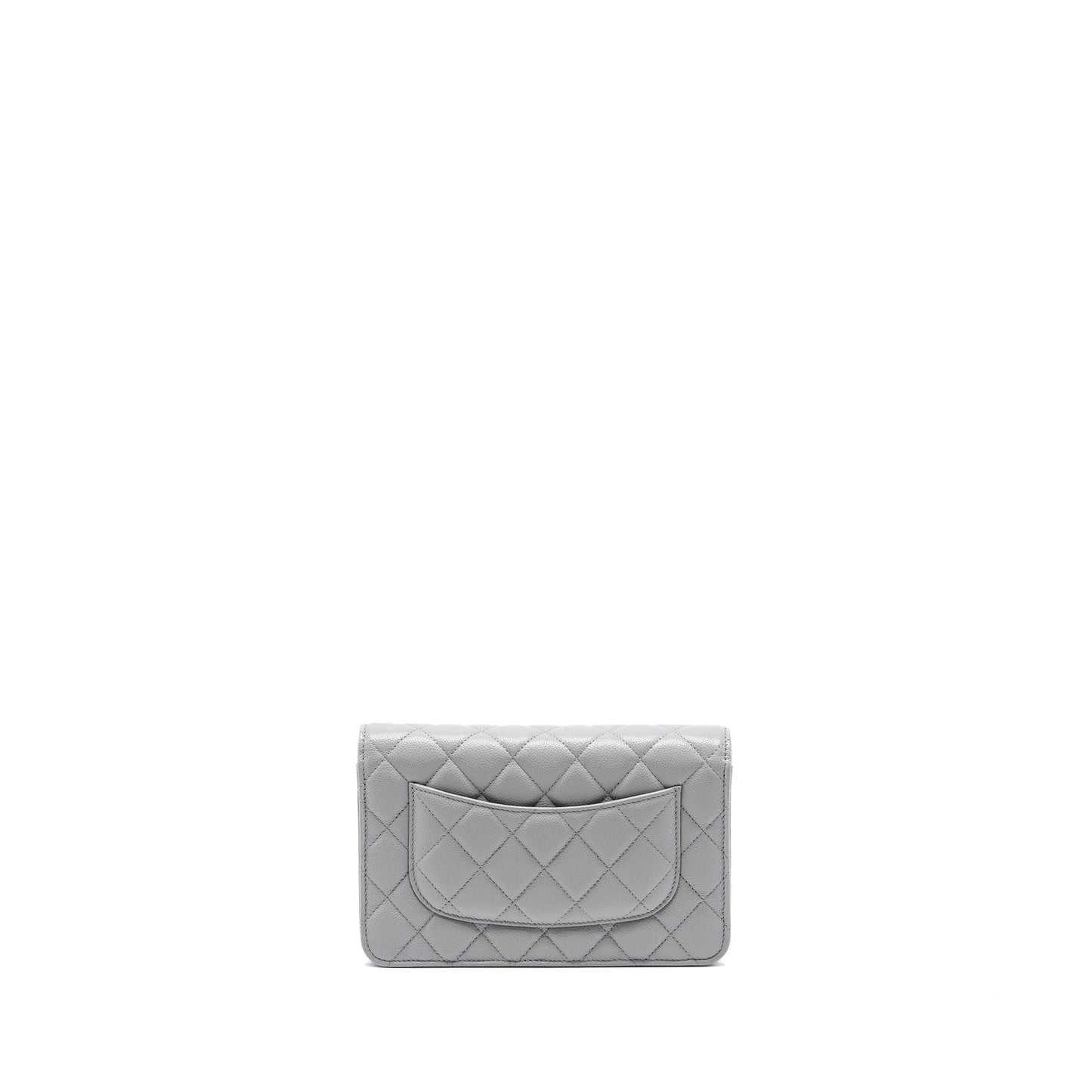 Chanel Classic On Caviar Light LGHW Microchip Grey Wallet Case Lghw Microchip