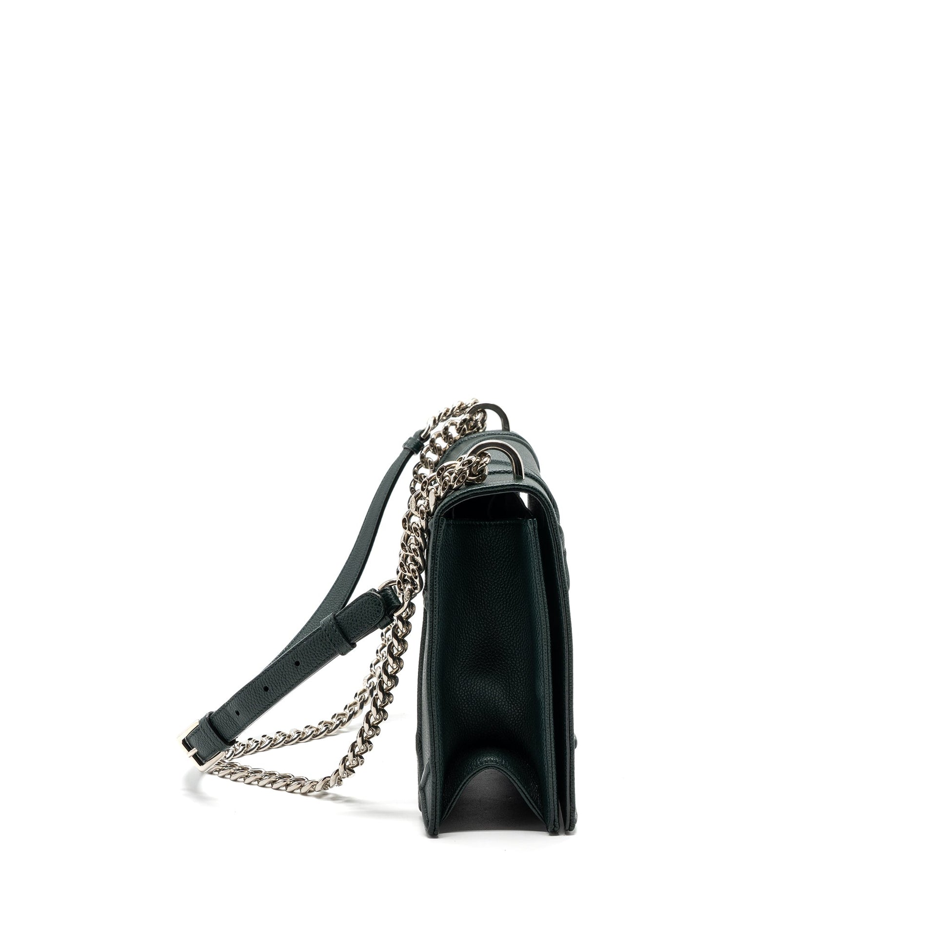 Dior ama Purse Grained Calfskin Dark Handbag Green Large Travel Bag