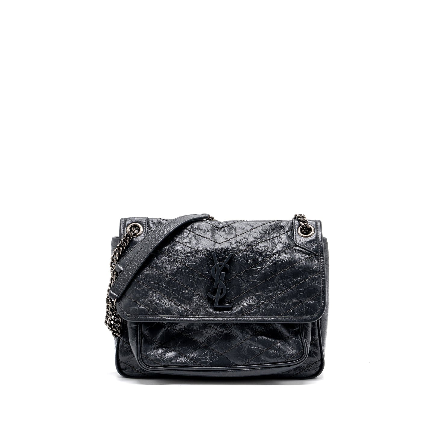 YSL Saint Laurent Saint Laurent Niki Calfskin Dark Grey Travel Medium Travel Bag