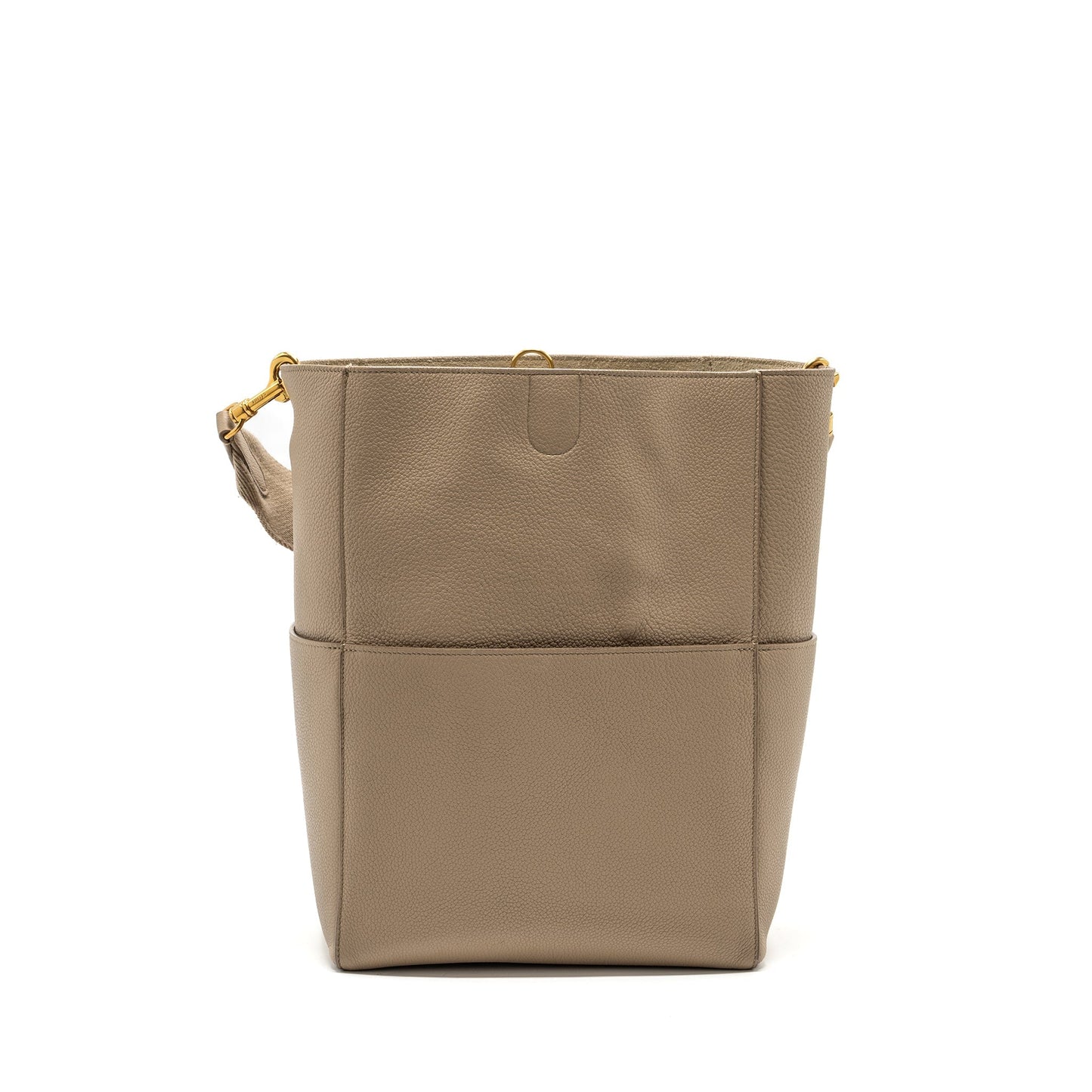 Celine Sangle Purse Calfskin Light Grey Handbag Bucket Bucket Bag