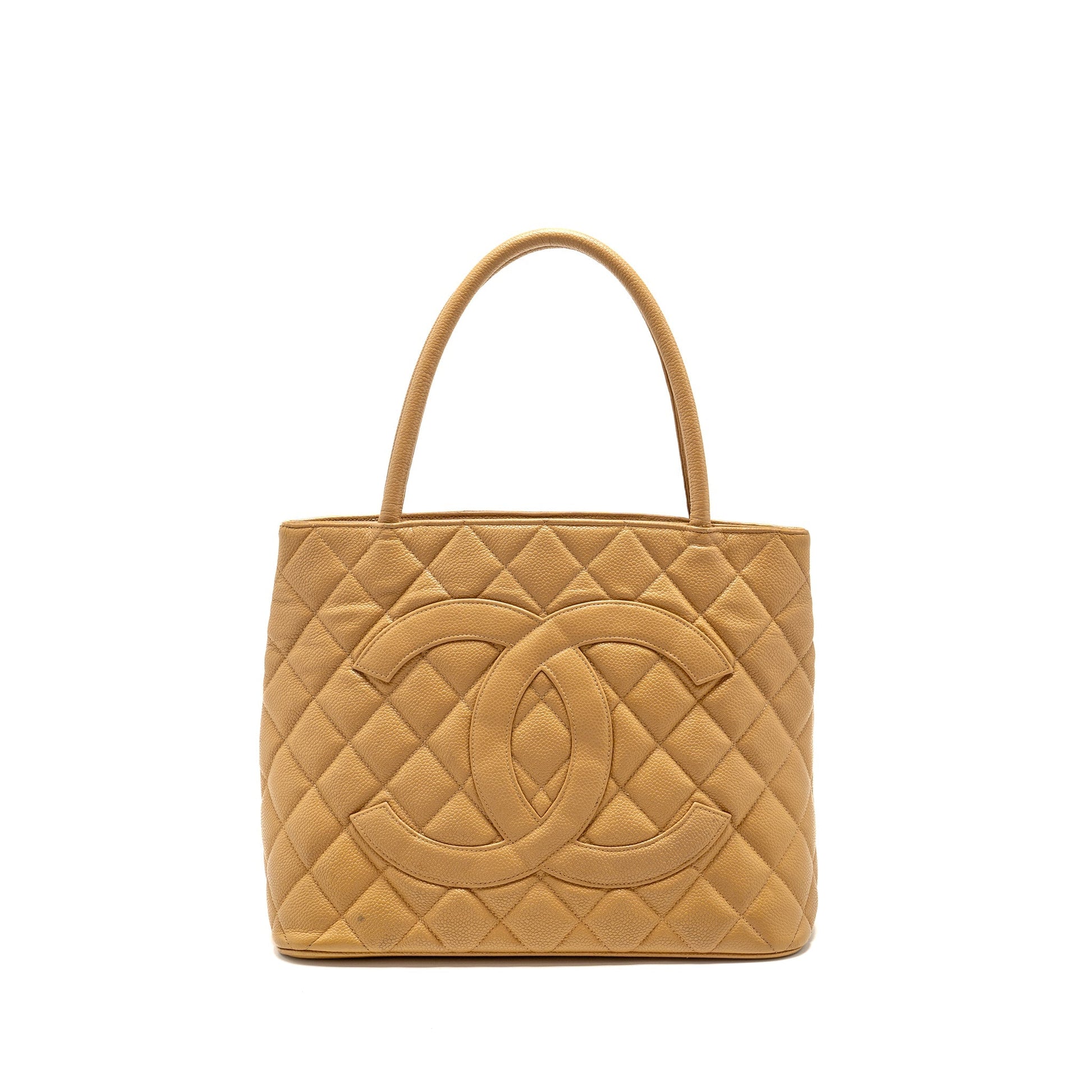 Chanel Medallion Caviar SHW Beige Tote Bag
