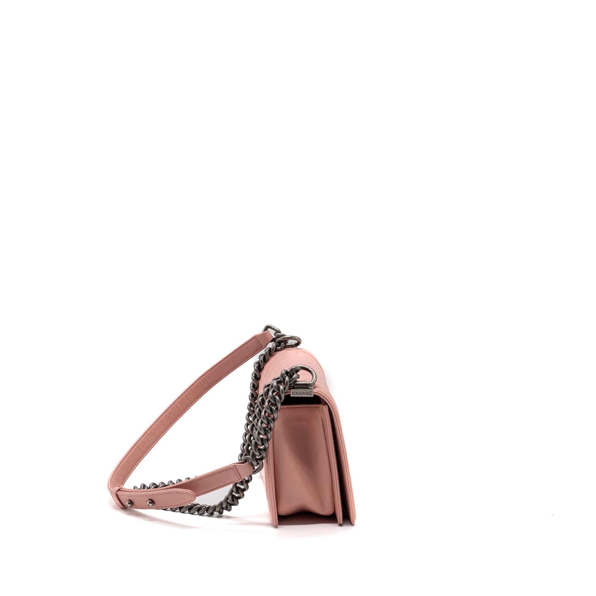 Chanel boy lambskin light ruthenium hardware Pink Handbag